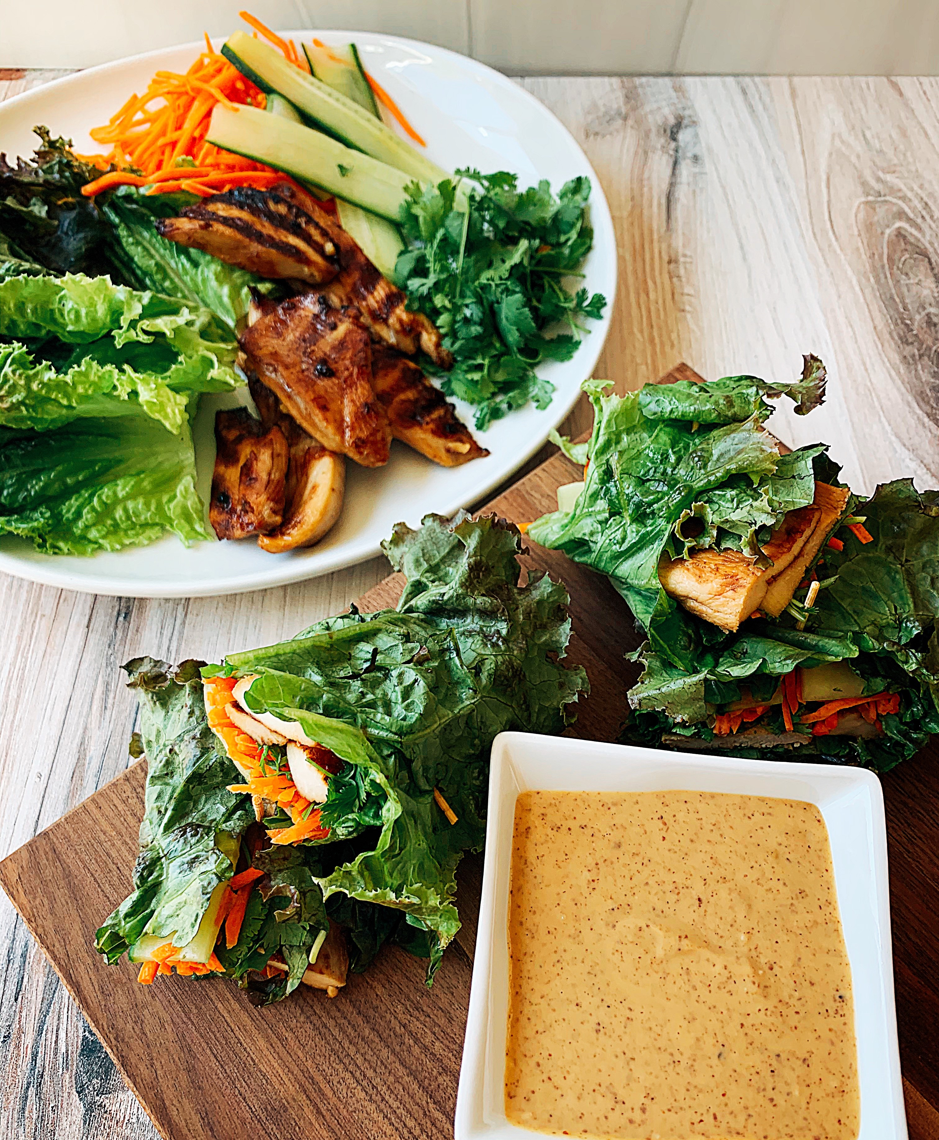 Chicken Satay Veggie Rolls
