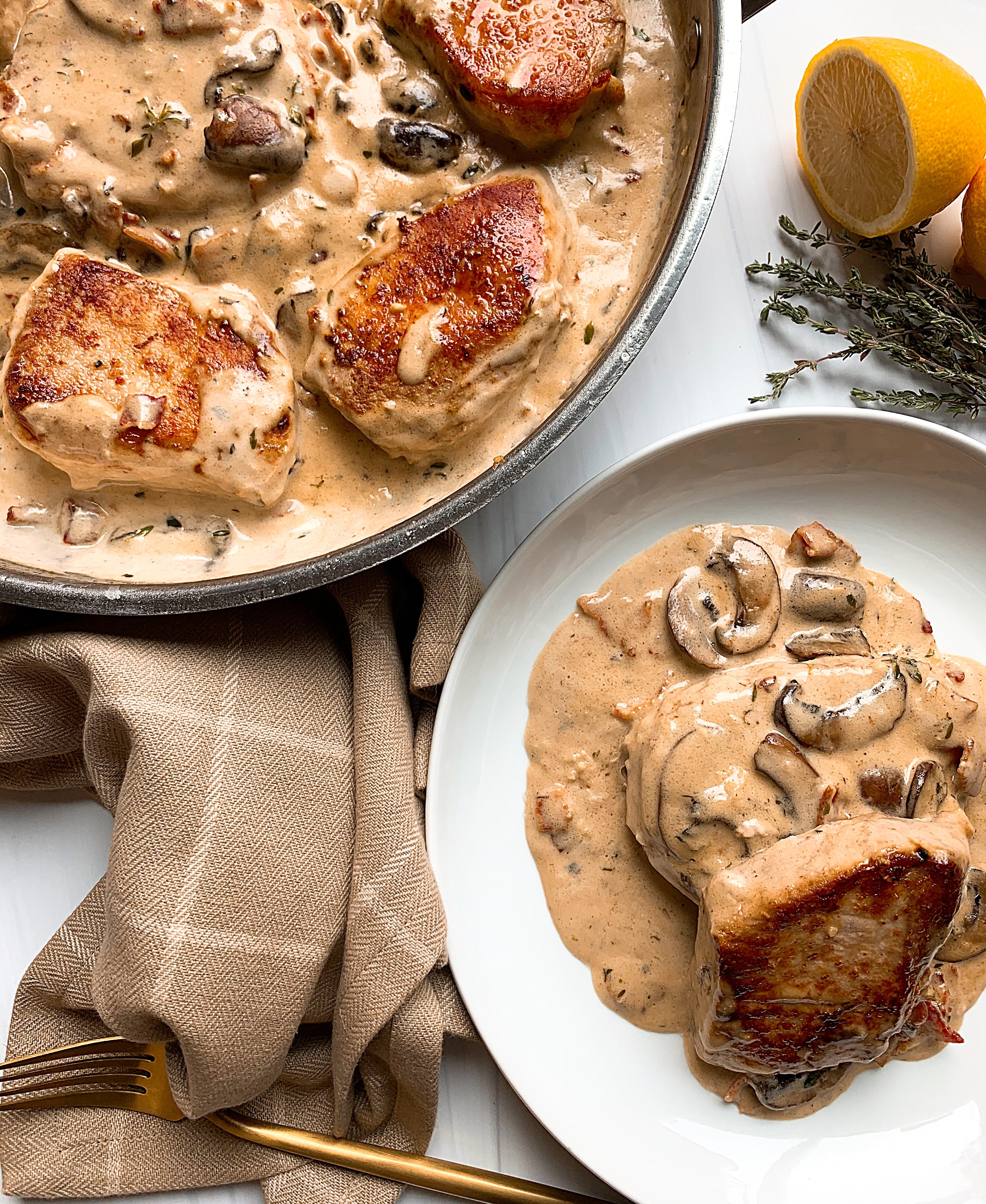 Creamy Bacon & Mushroom Pork Chops