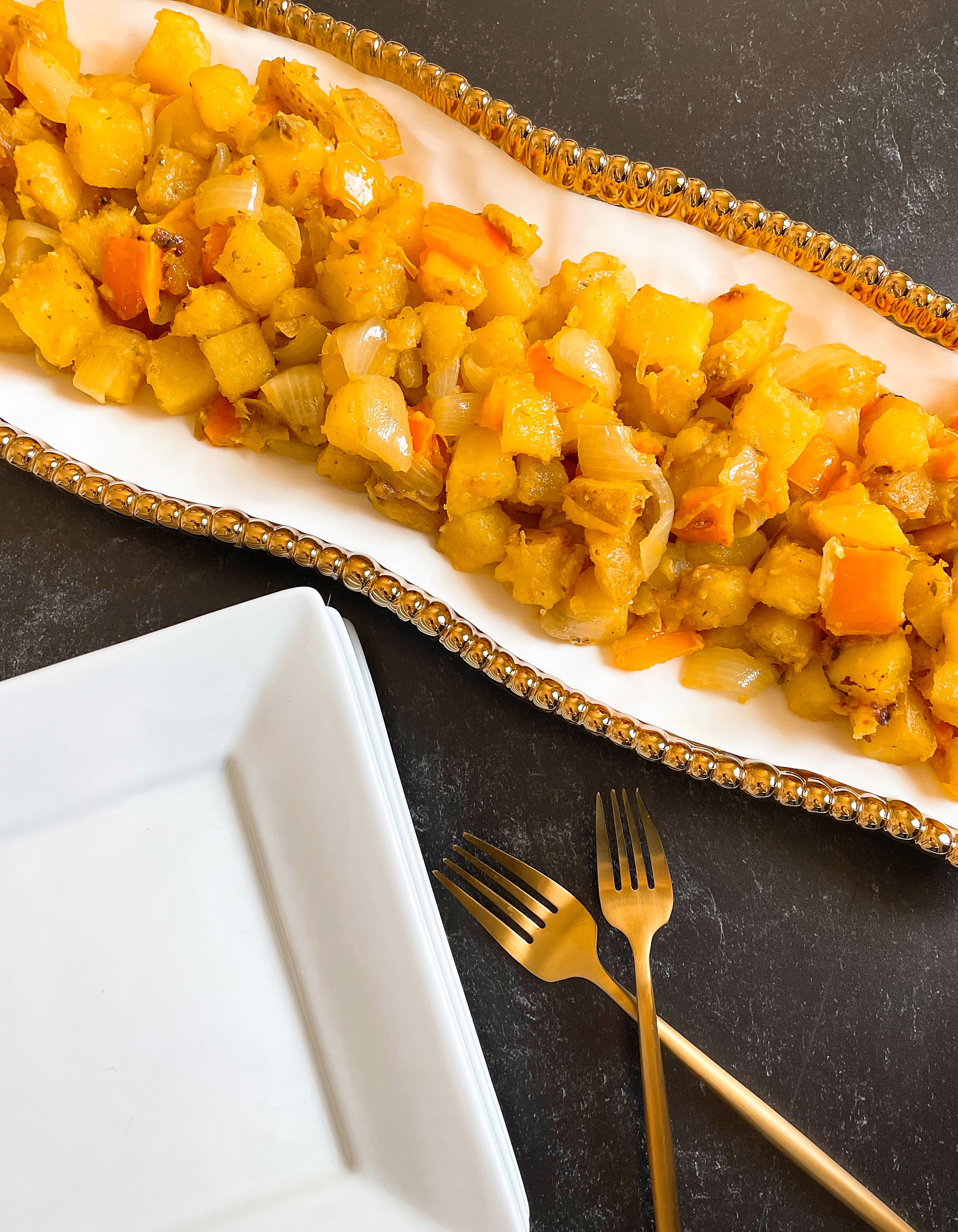 Seasoned Breakfast Potatoes with Bell Peppers & Onions