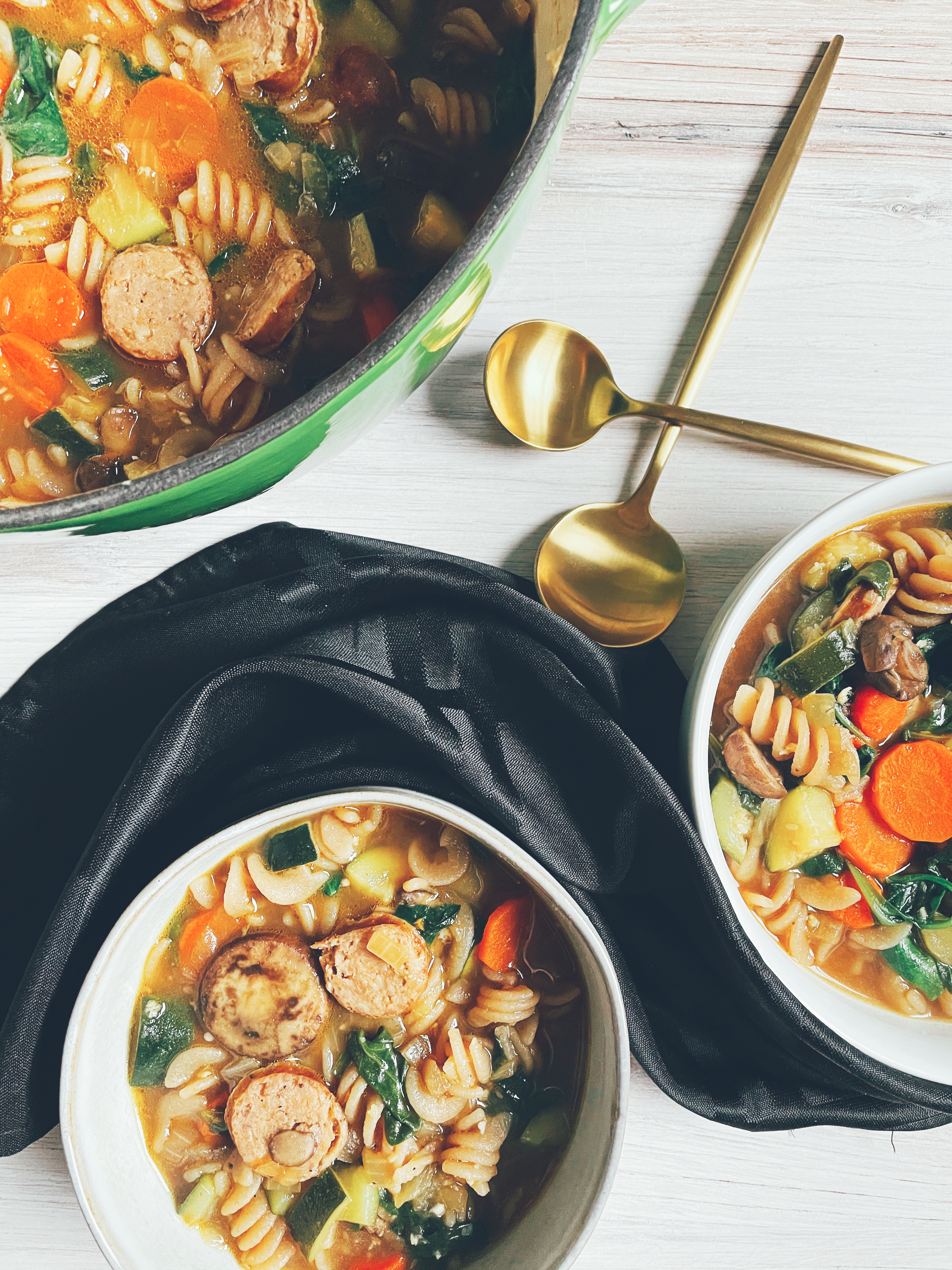 Sausage & Vegetable Soup with Noodles