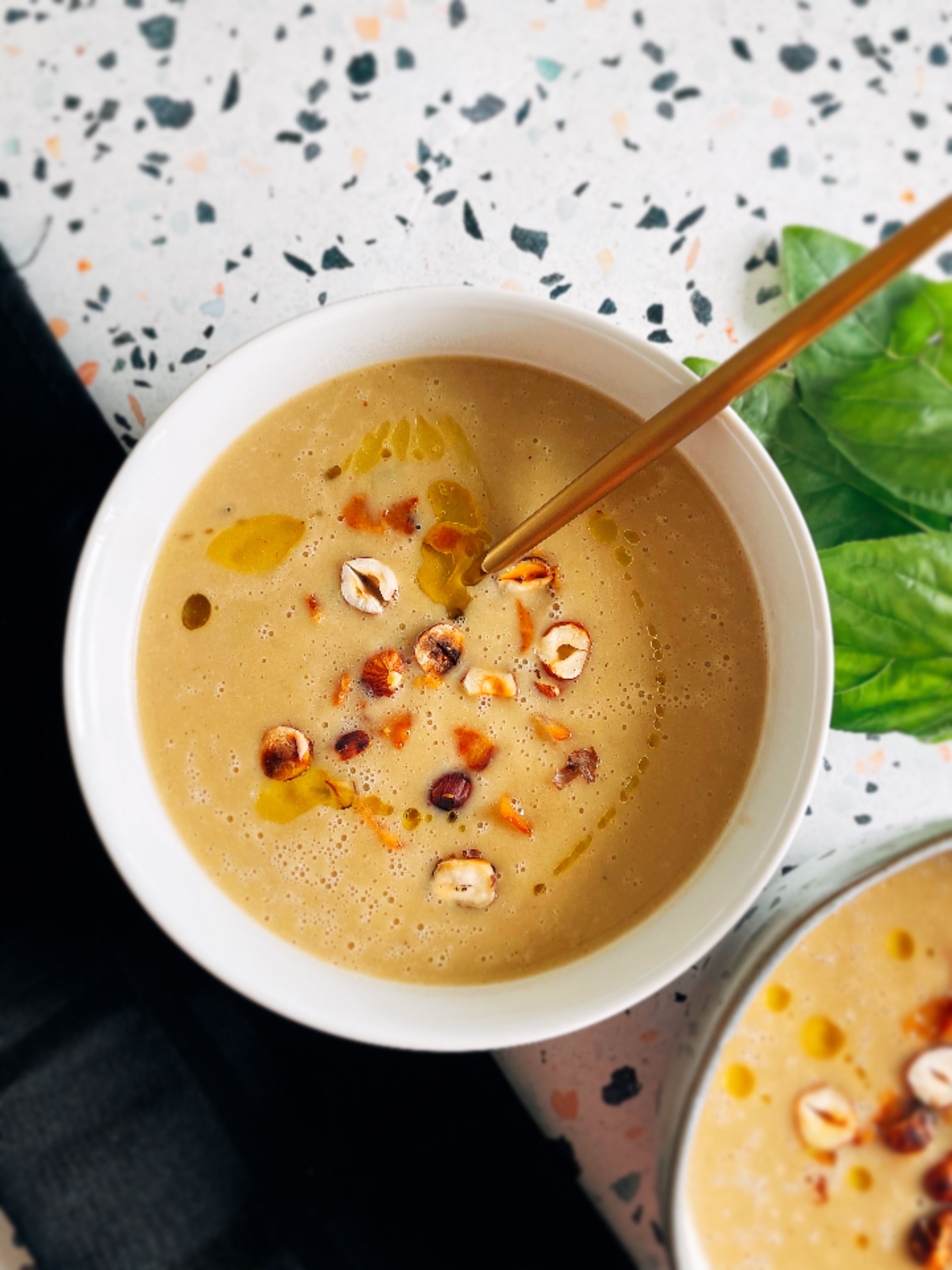 Instant Pot Cauliflower & Bacon Soup with Toasted Hazelnuts