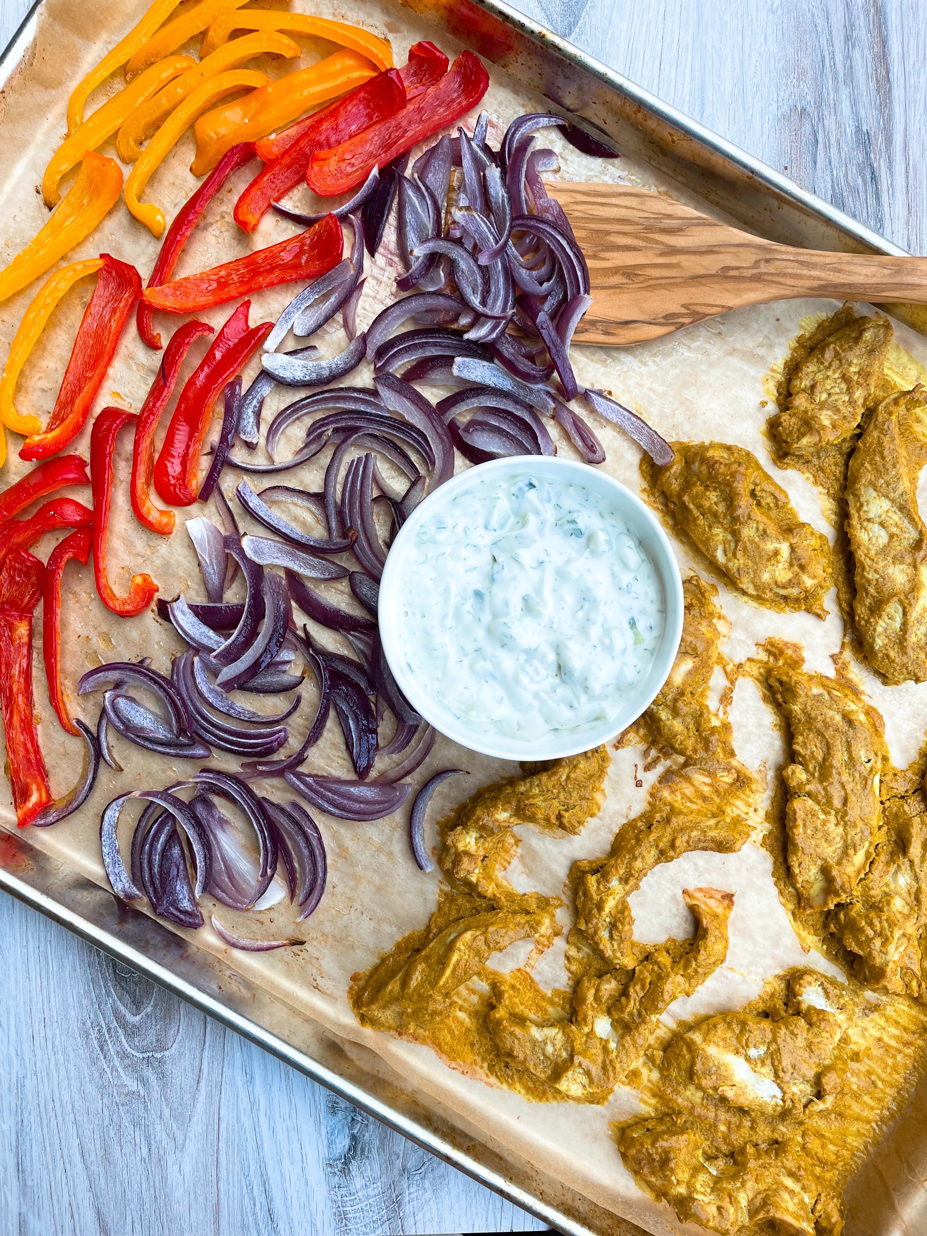 Greek Chicken Sheet Pan with Tzatziki