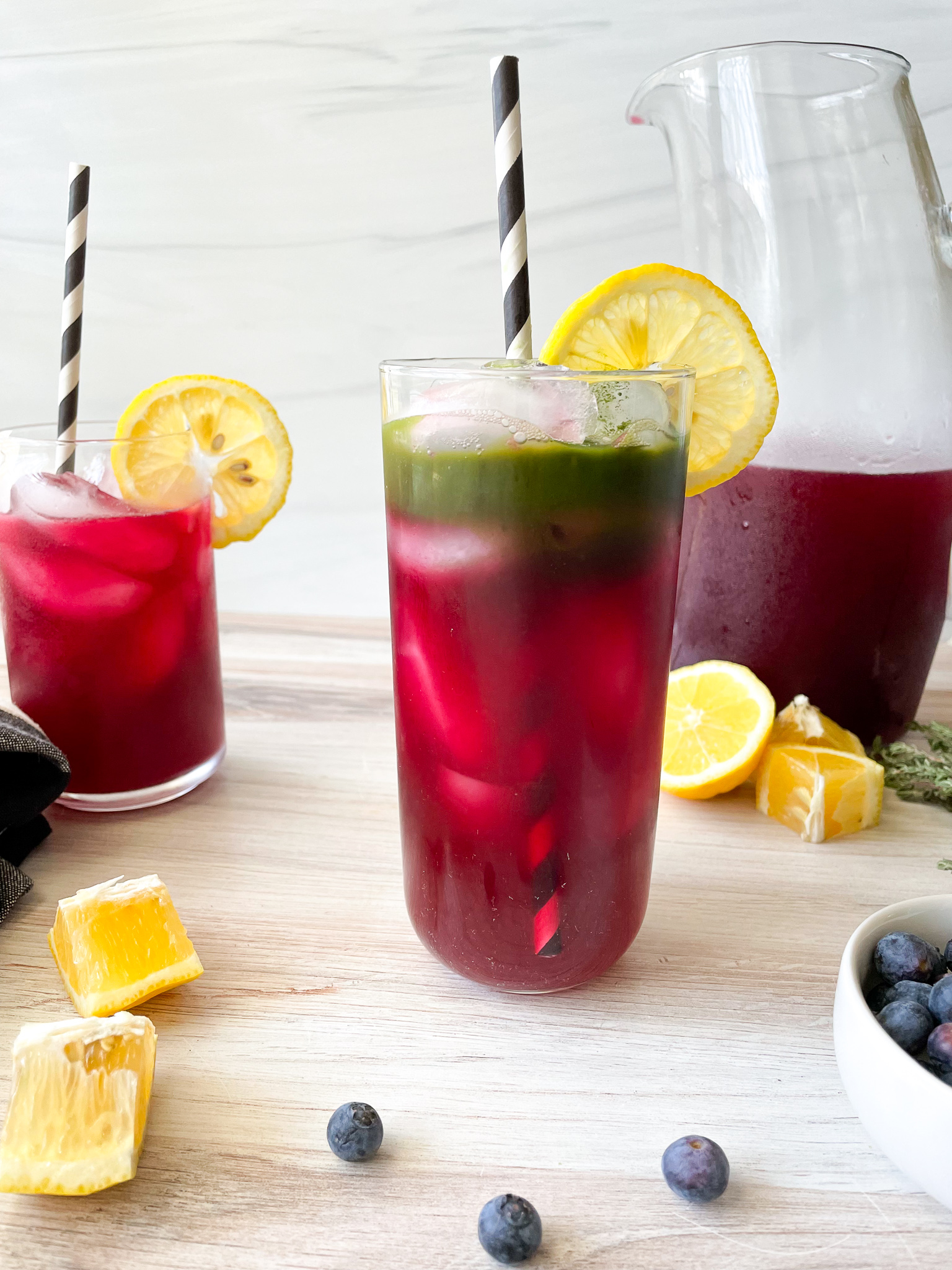 Blueberry Thyme Matcha Lemonade