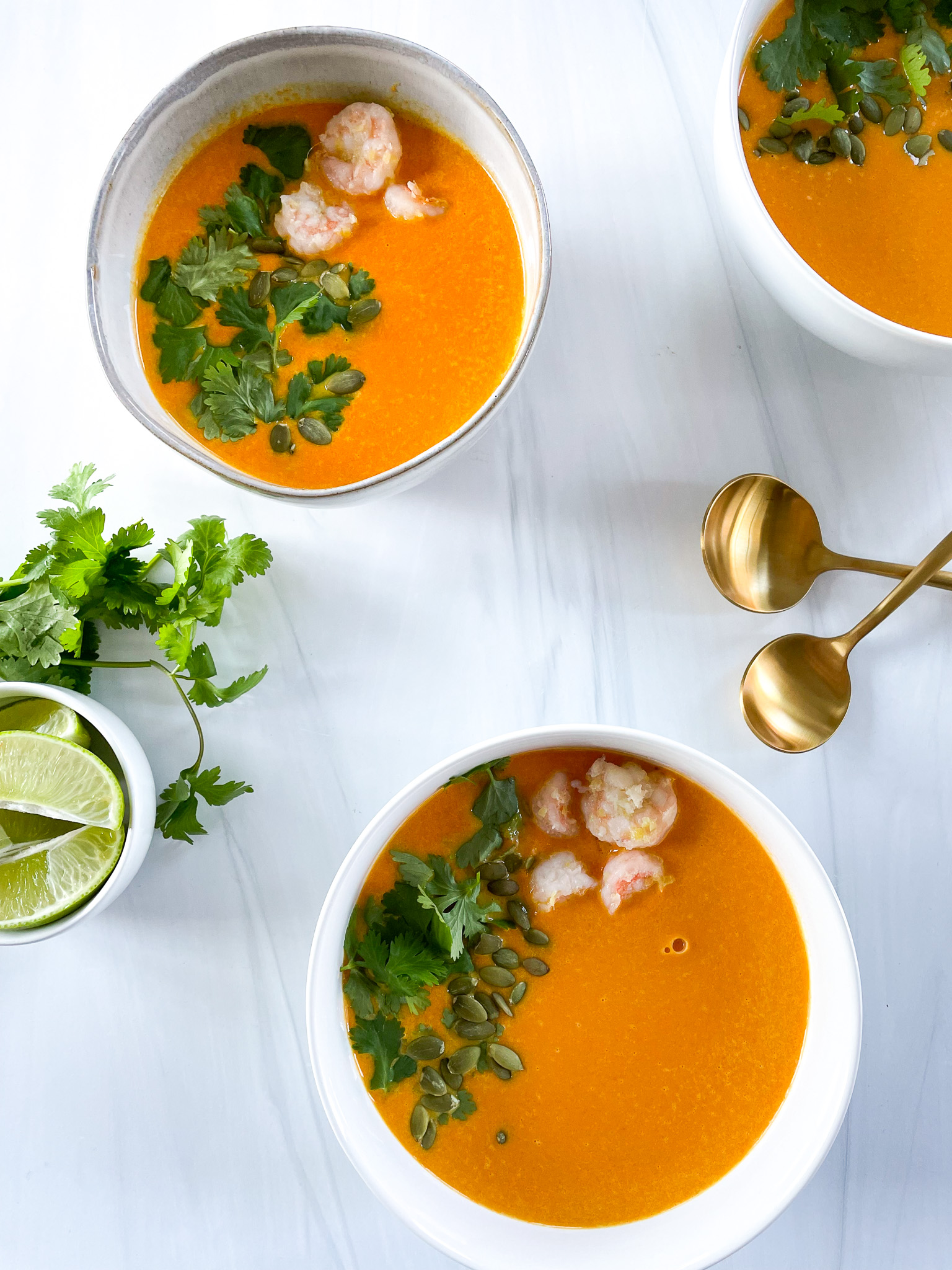 Curry Carrot Soup with Shrimp