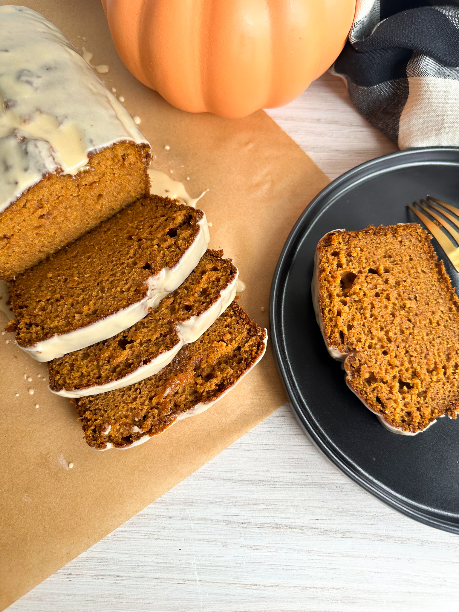 Maple Glazed Olive Oil Pumpkin Loaf