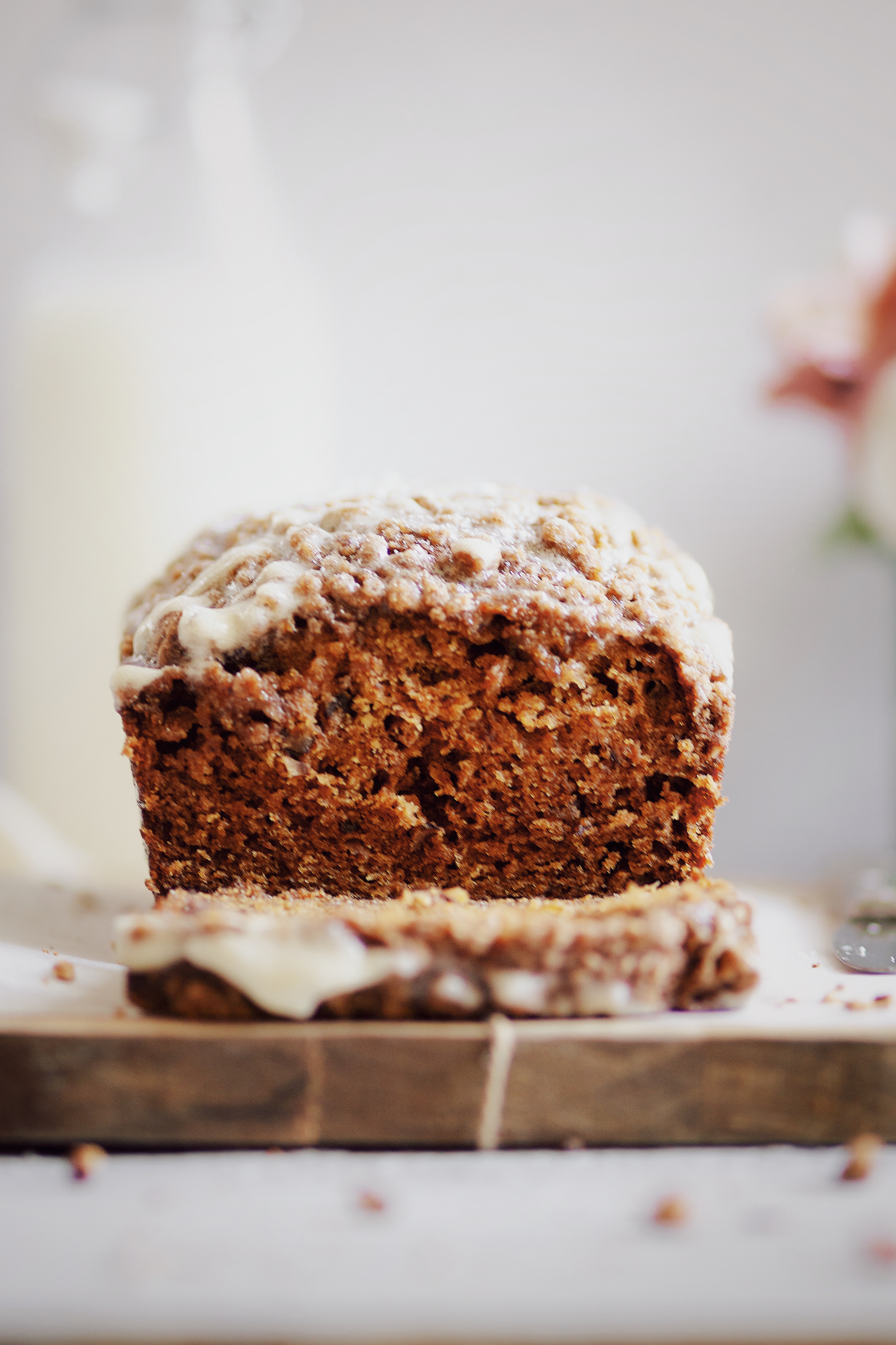 Pumpkin bread with maple glaze frosting
