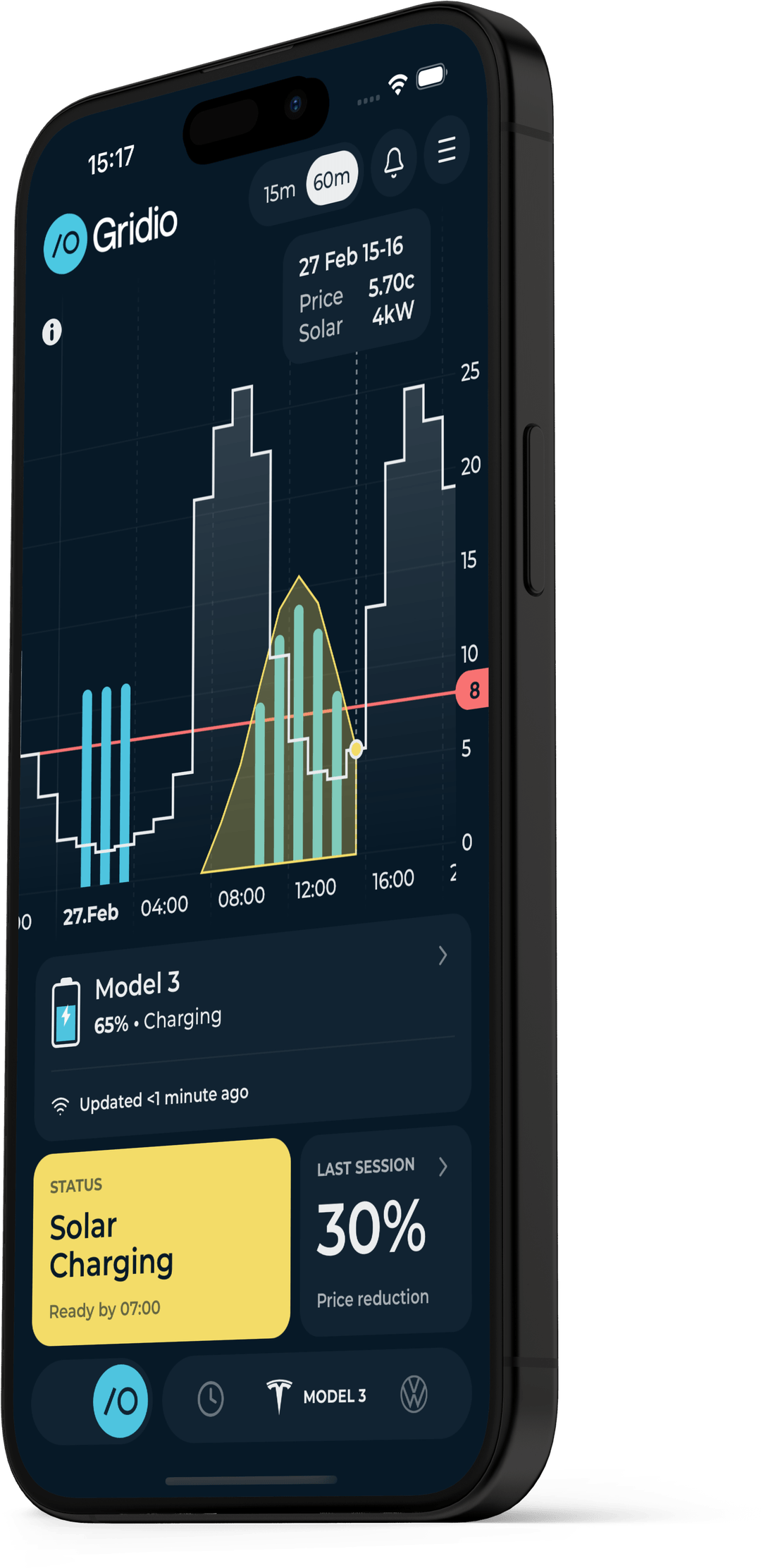 Gridio app on iPhone