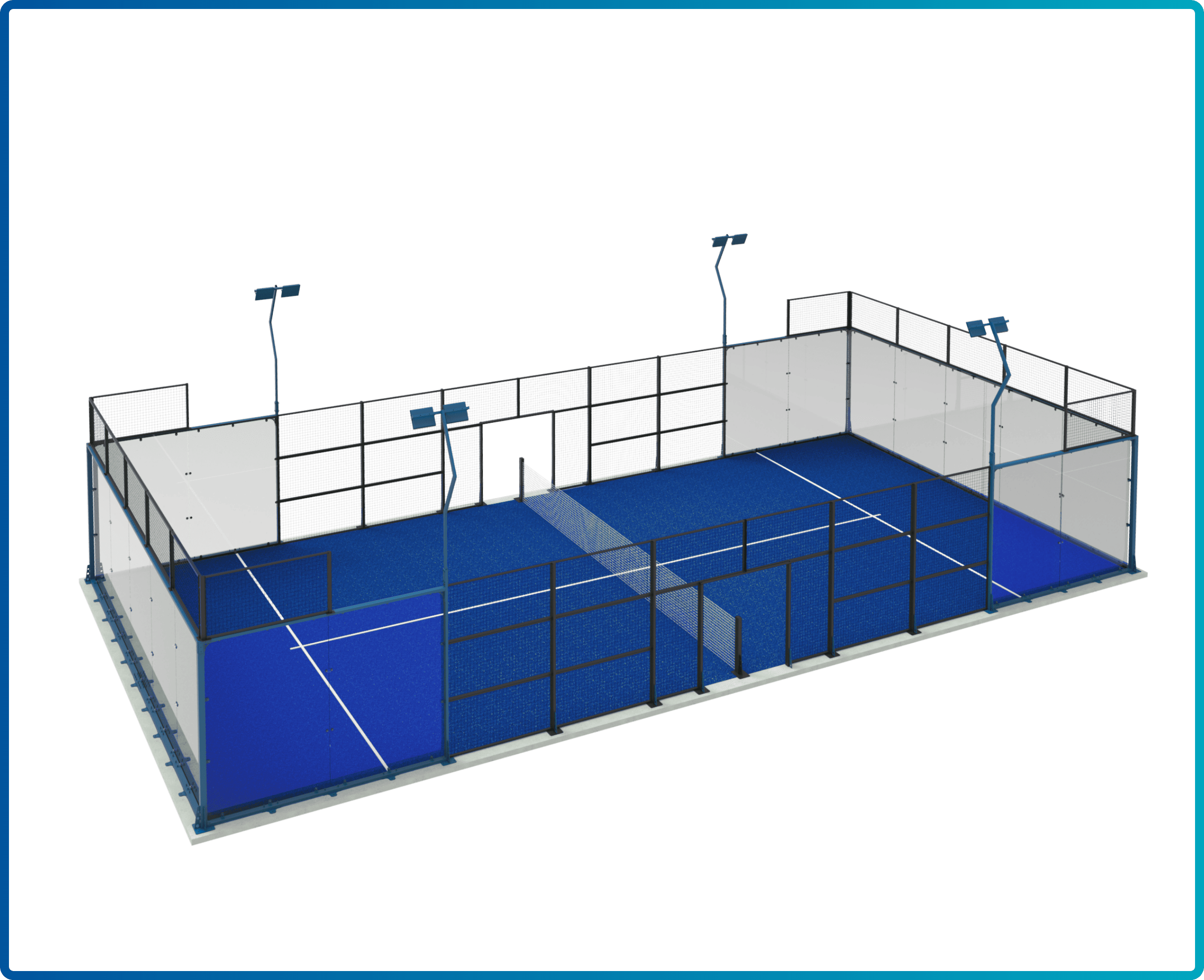 Outdoor fitness park with various workout equipment on green artificial turf near residential buildings under a partly cloudy sky.