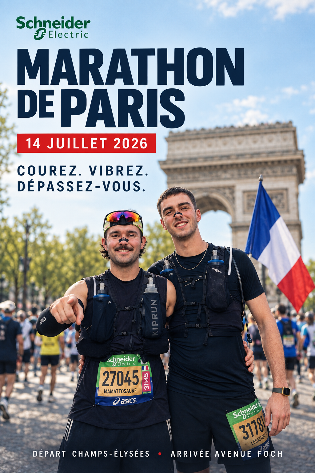 Affiche municipale du Marathon de Paris diffusée sur l’écran de l’Arena