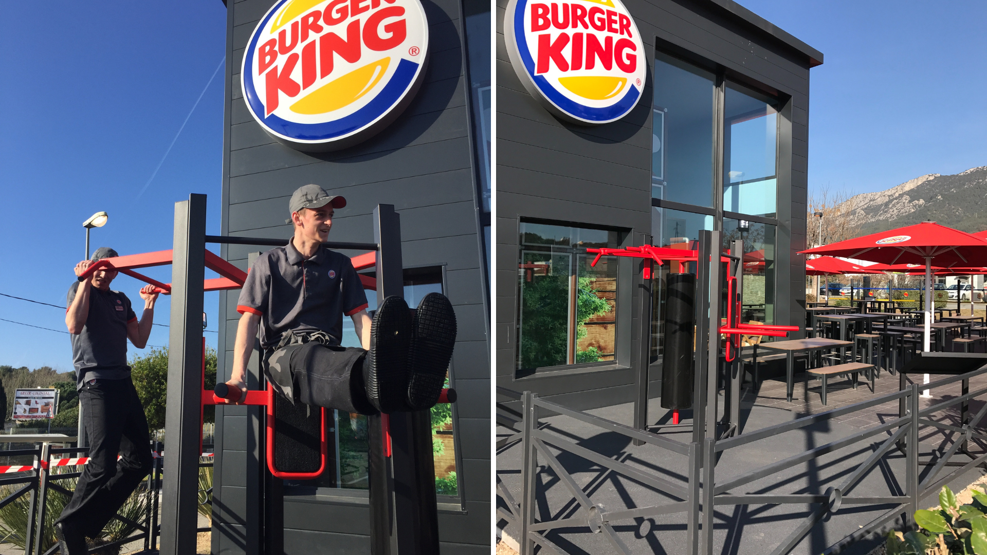 Employés Burger King utilisant l'aire de fitness AirFit