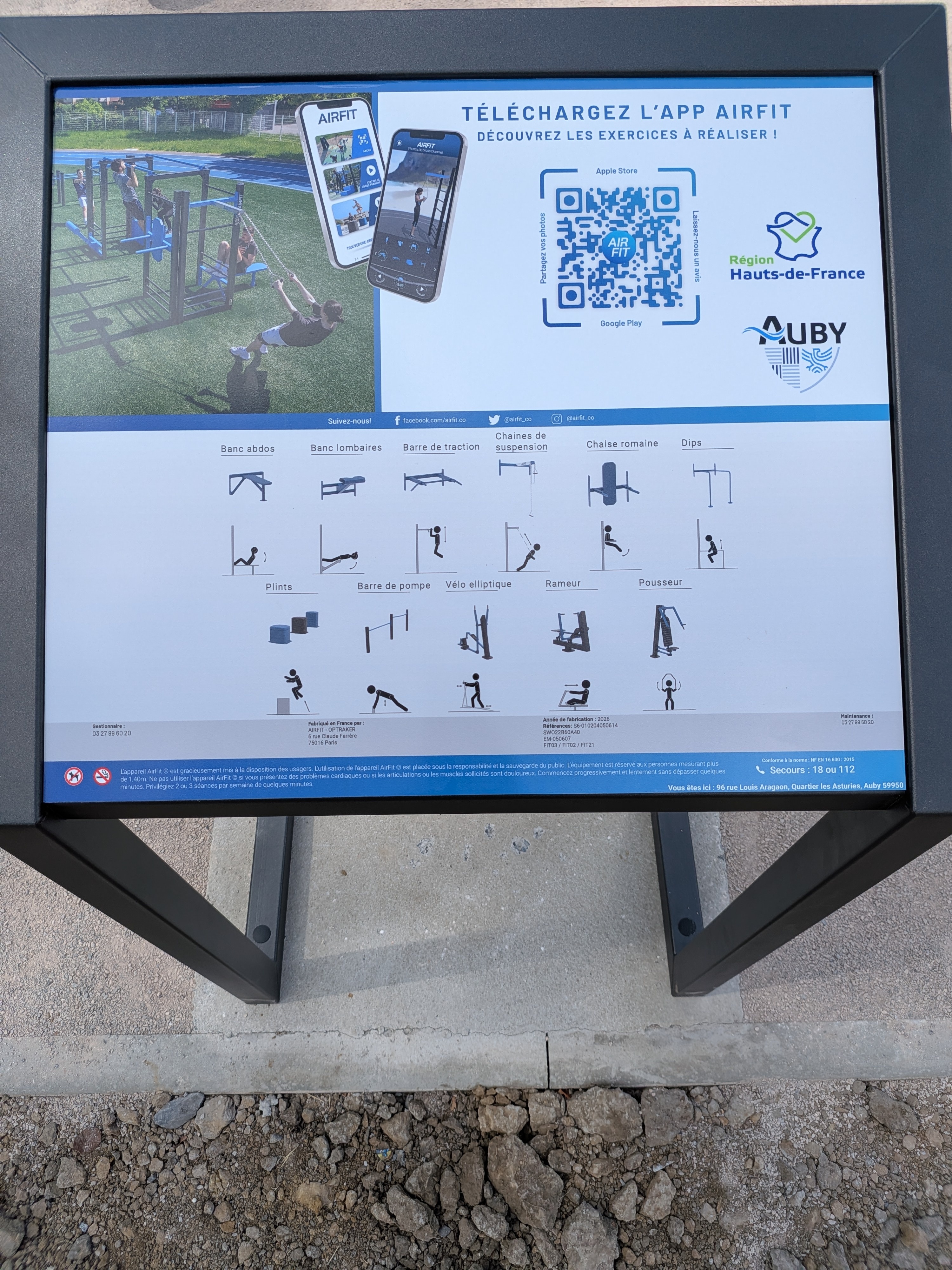 Aire de fitness extérieure AirFit installée à Auby
