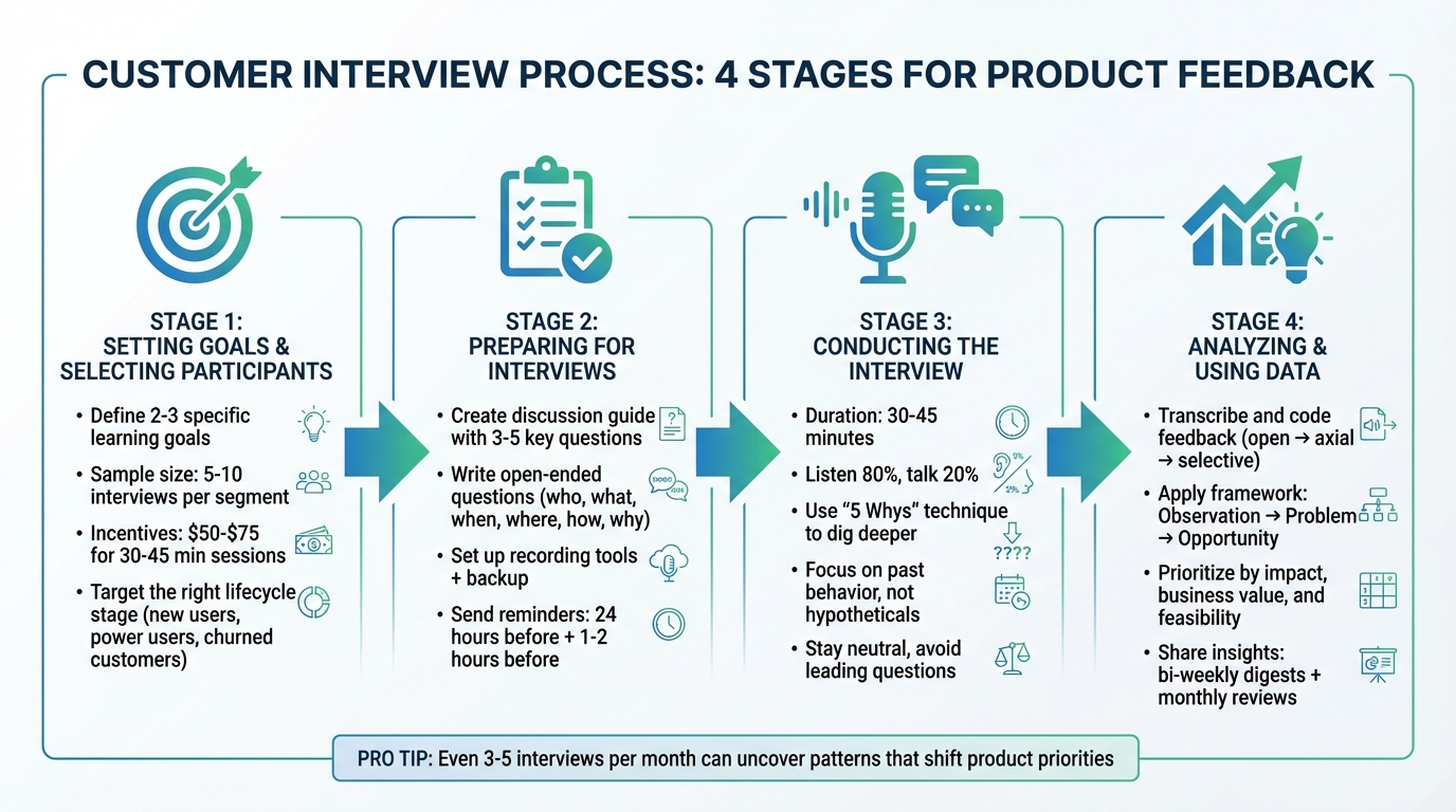 Customer Interview Process: 4-Stage Framework from Planning to Action