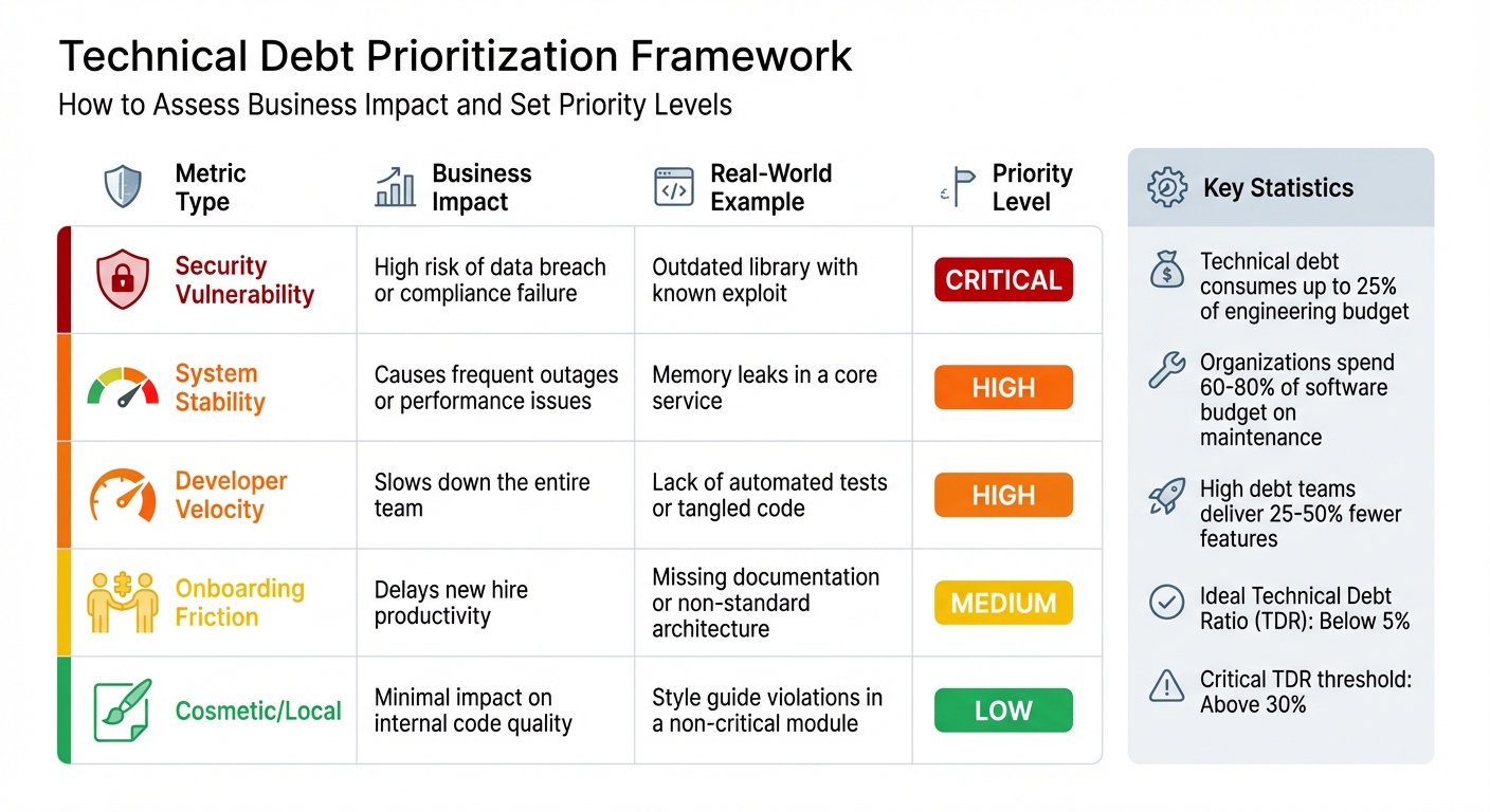 Technical Debt Prioritization Framework: Criteria and Priority Levels