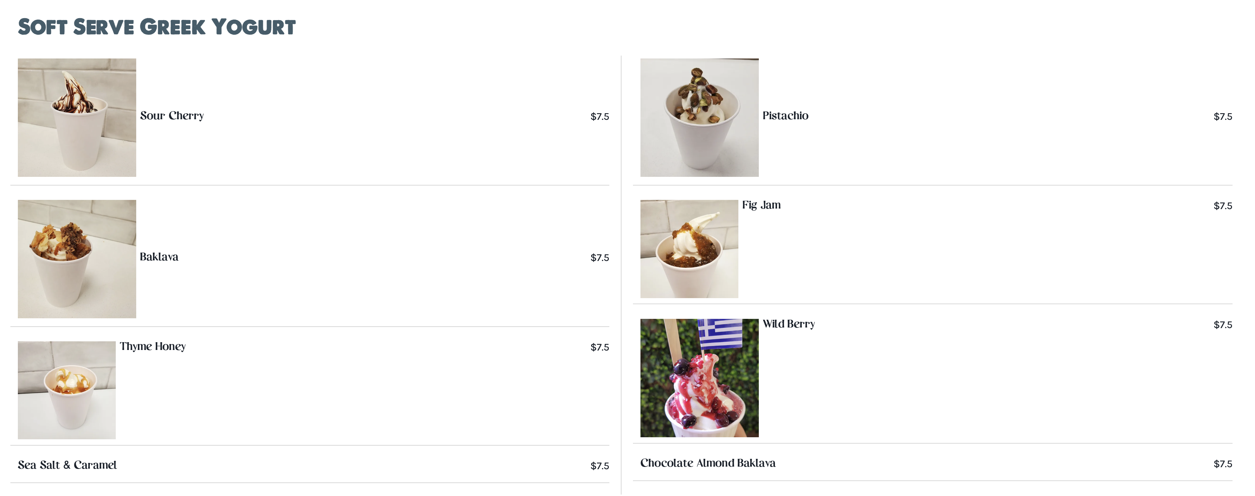 soft serve menu farma greek