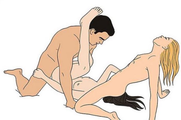 Tư thế Threesome nữ nằm dưới