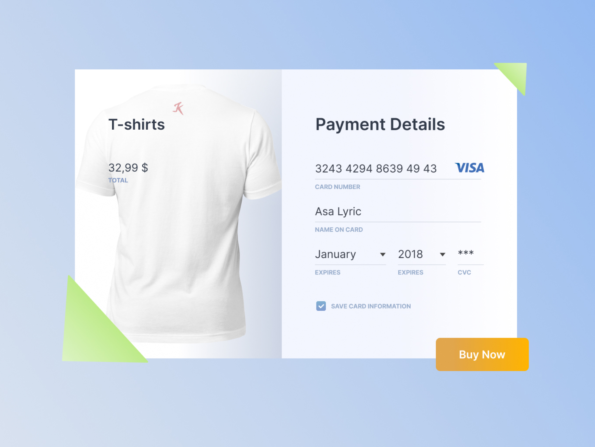 Payment details e-commerce design