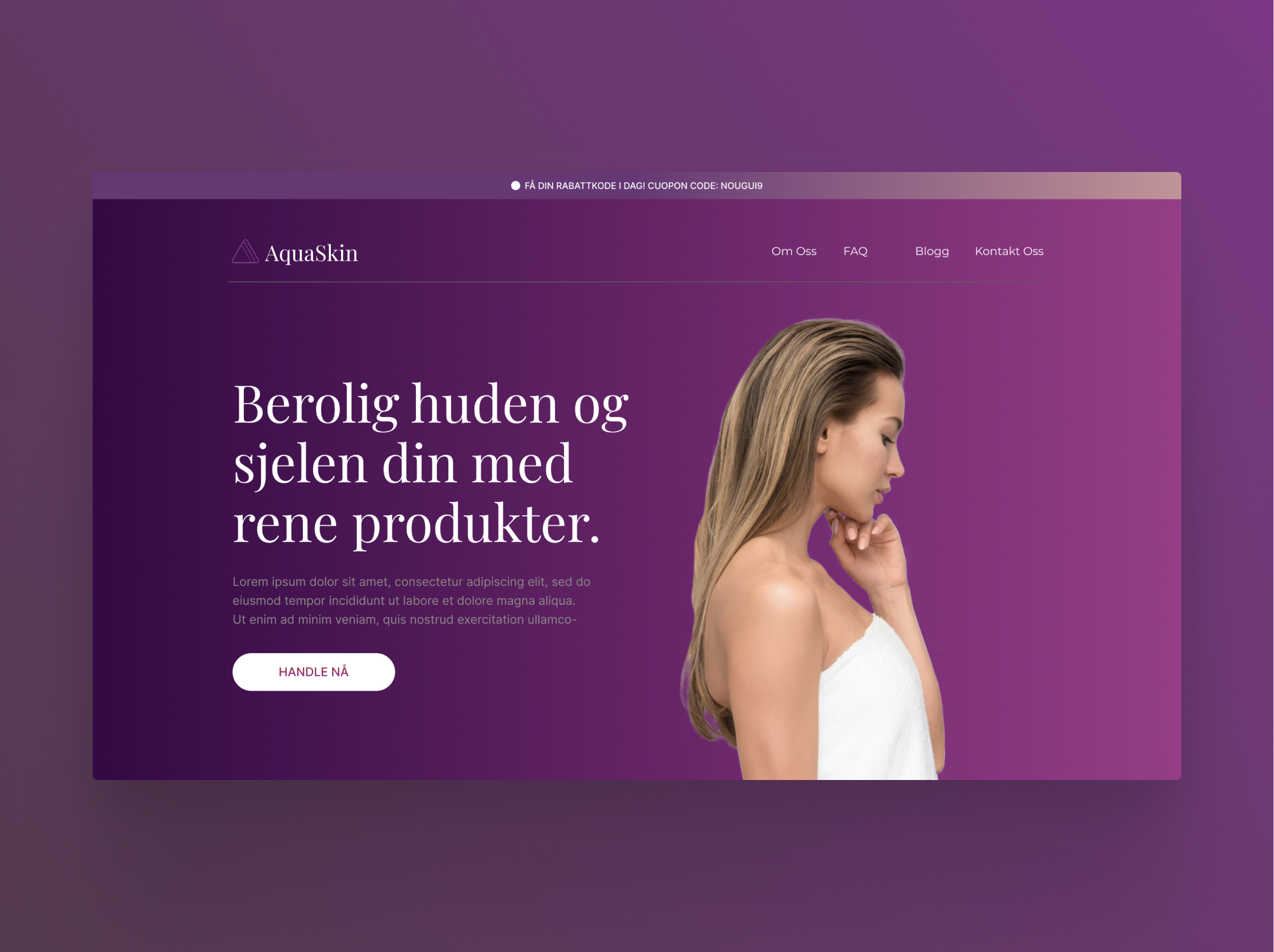 Aquaskin landing page design