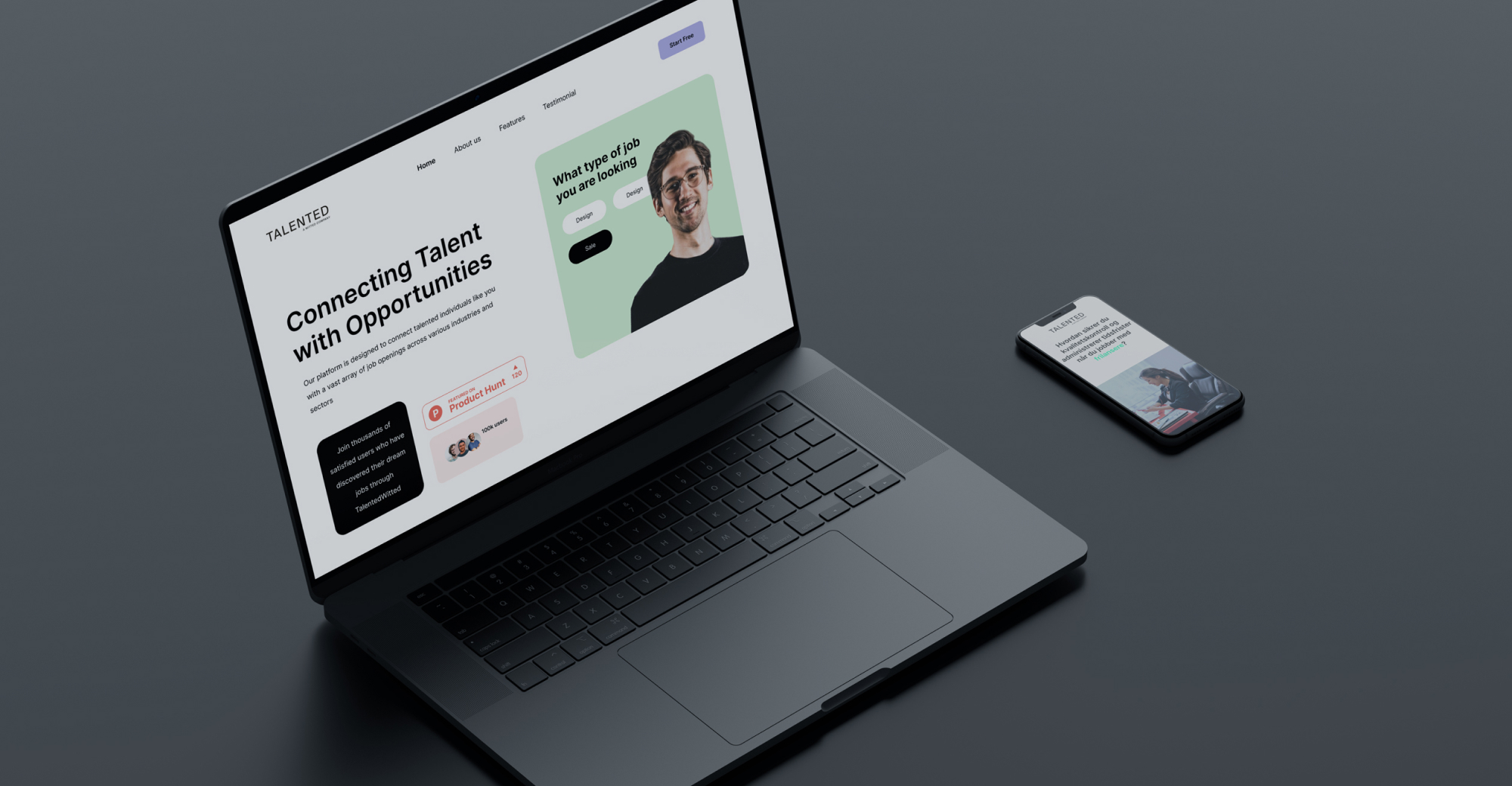 Talented's custom web design