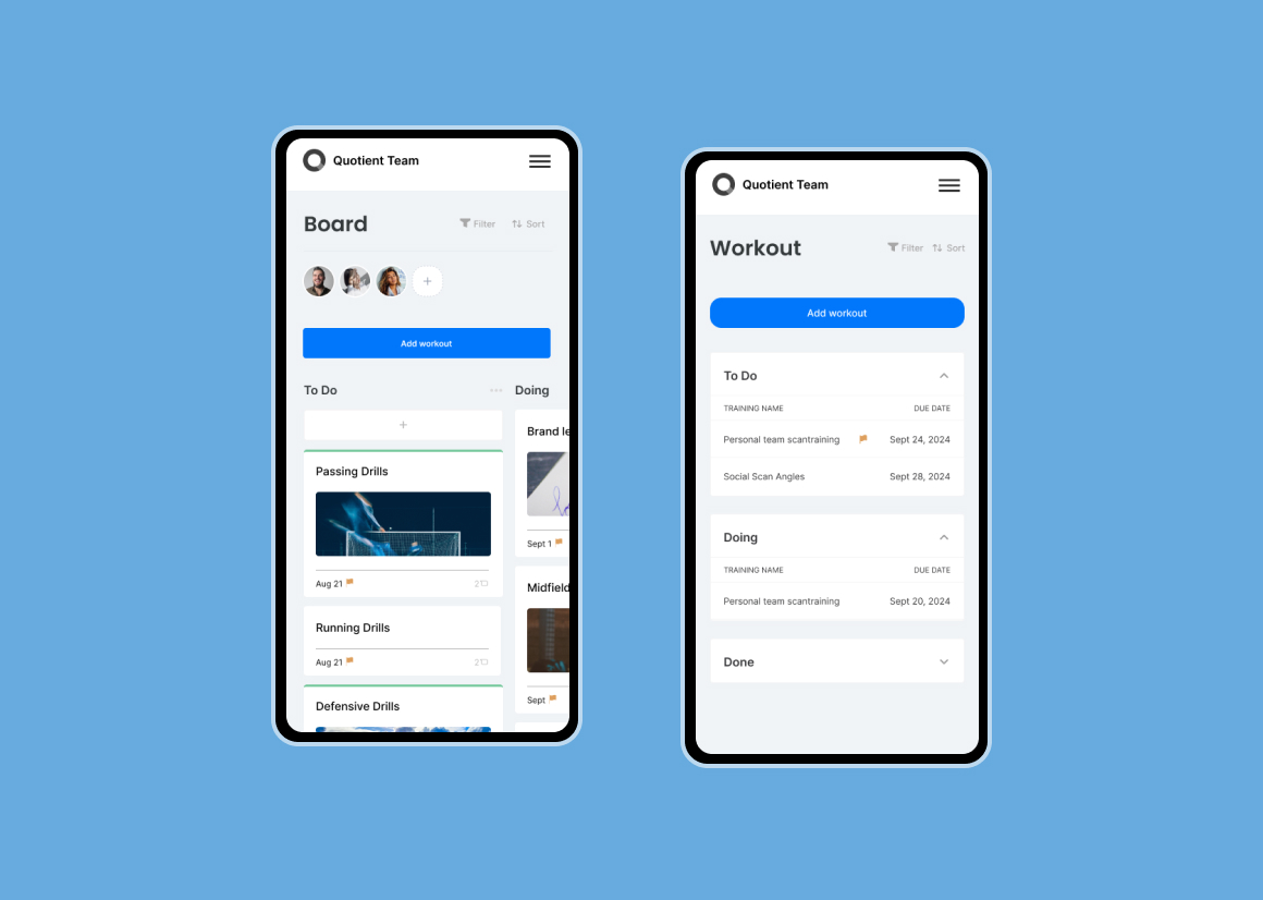 A mobile view of the Quotient's website