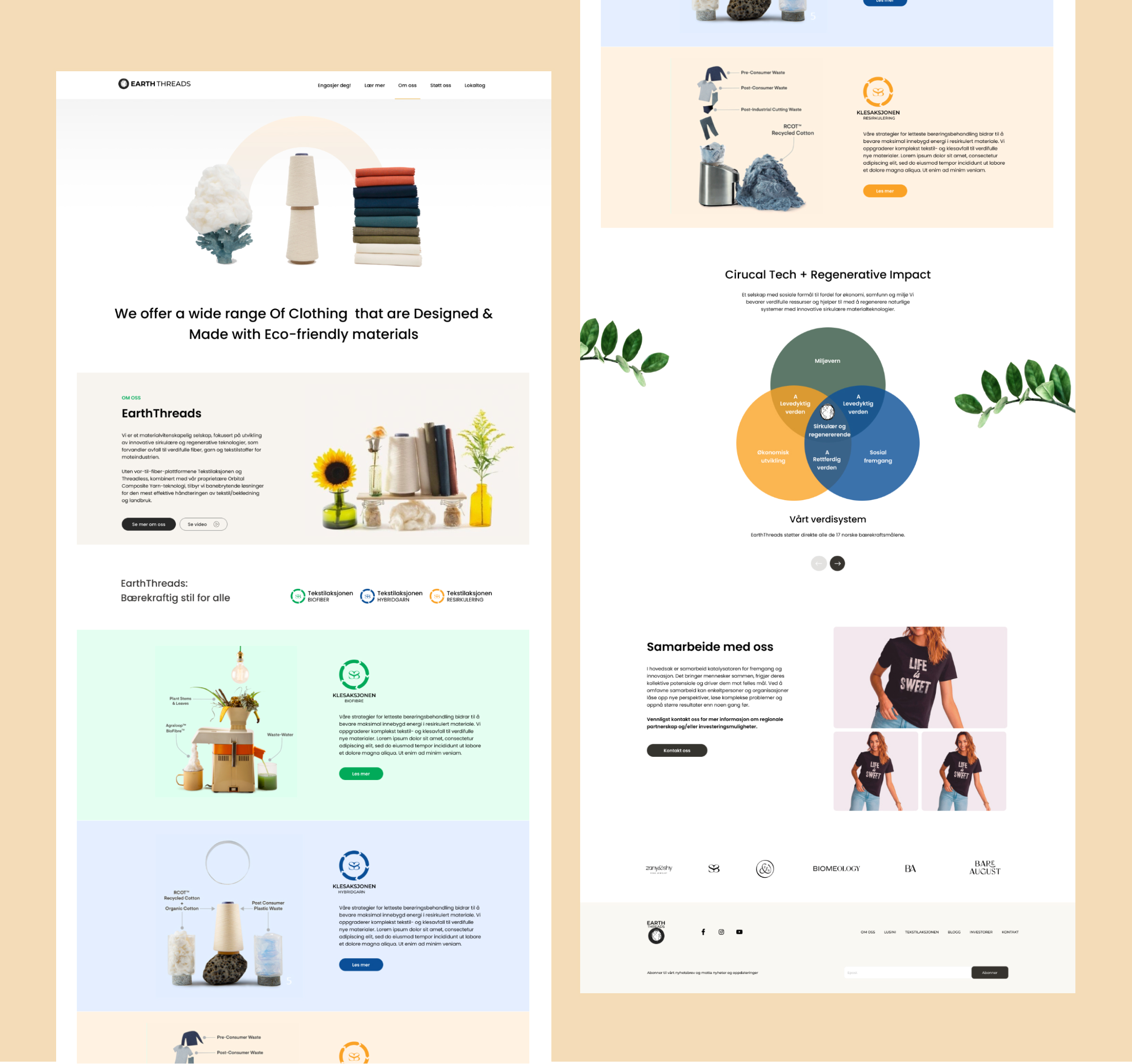 Desktop web designs of Earth threads home page