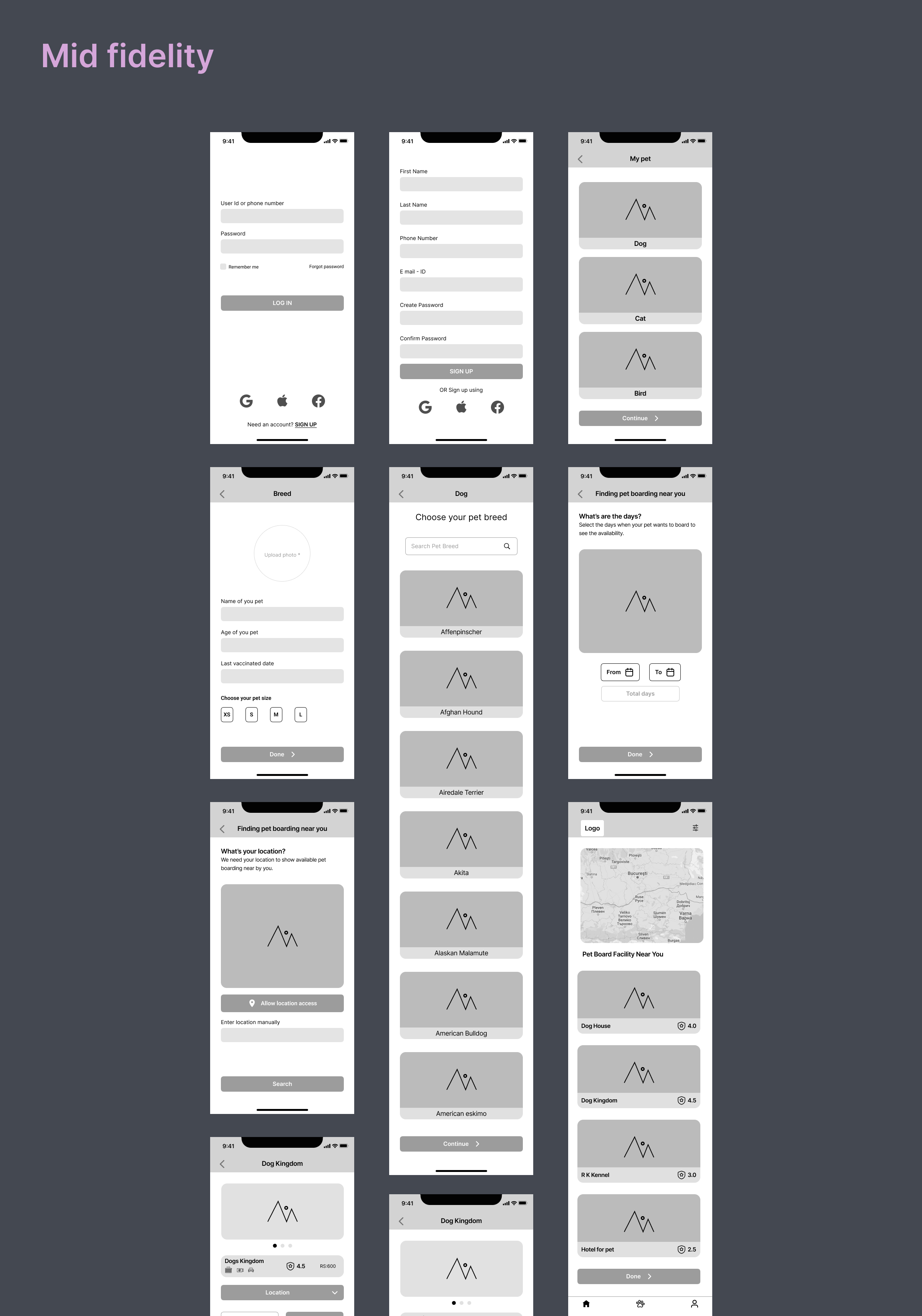 Mobile app mid fidelity