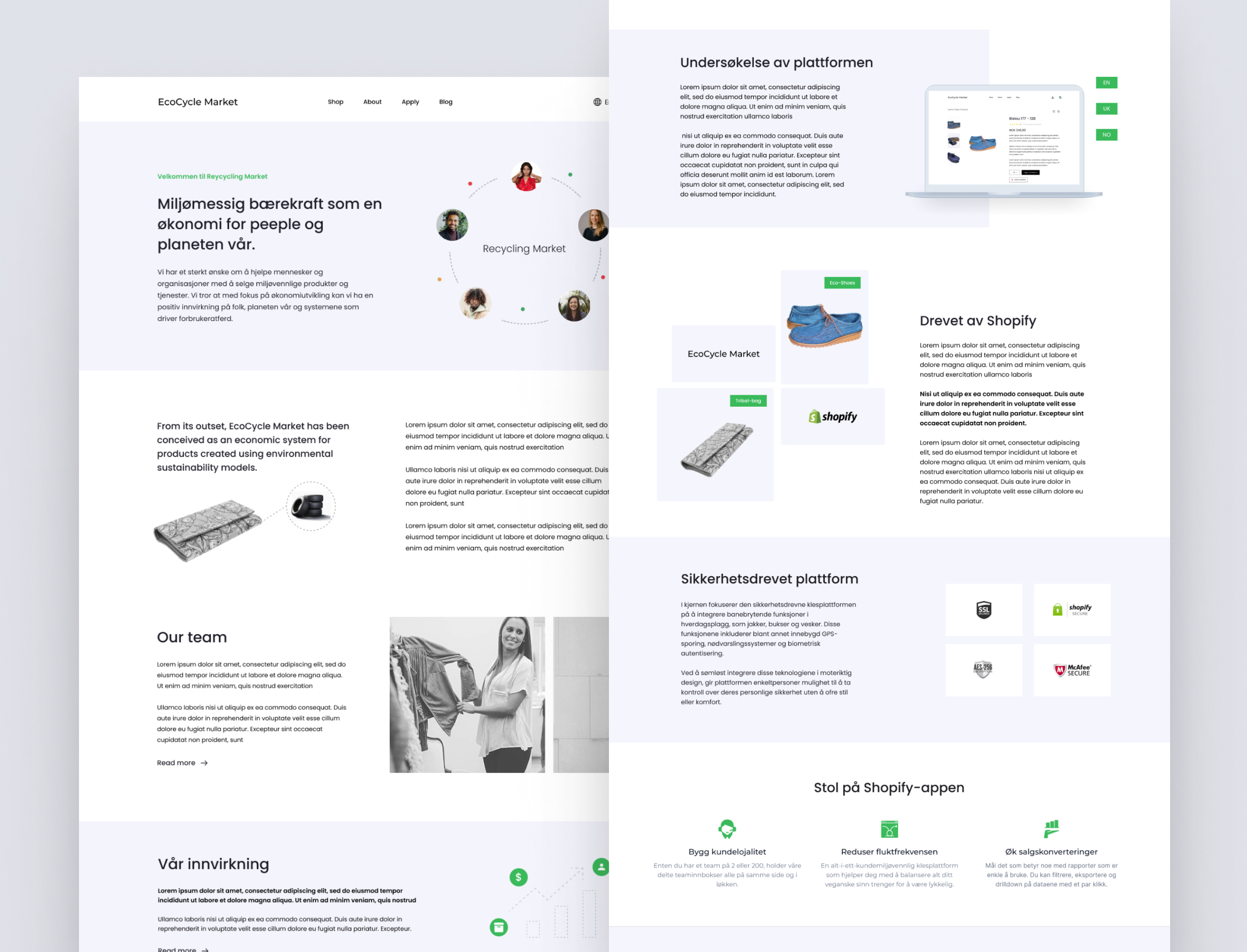 White e-commerce pages designs