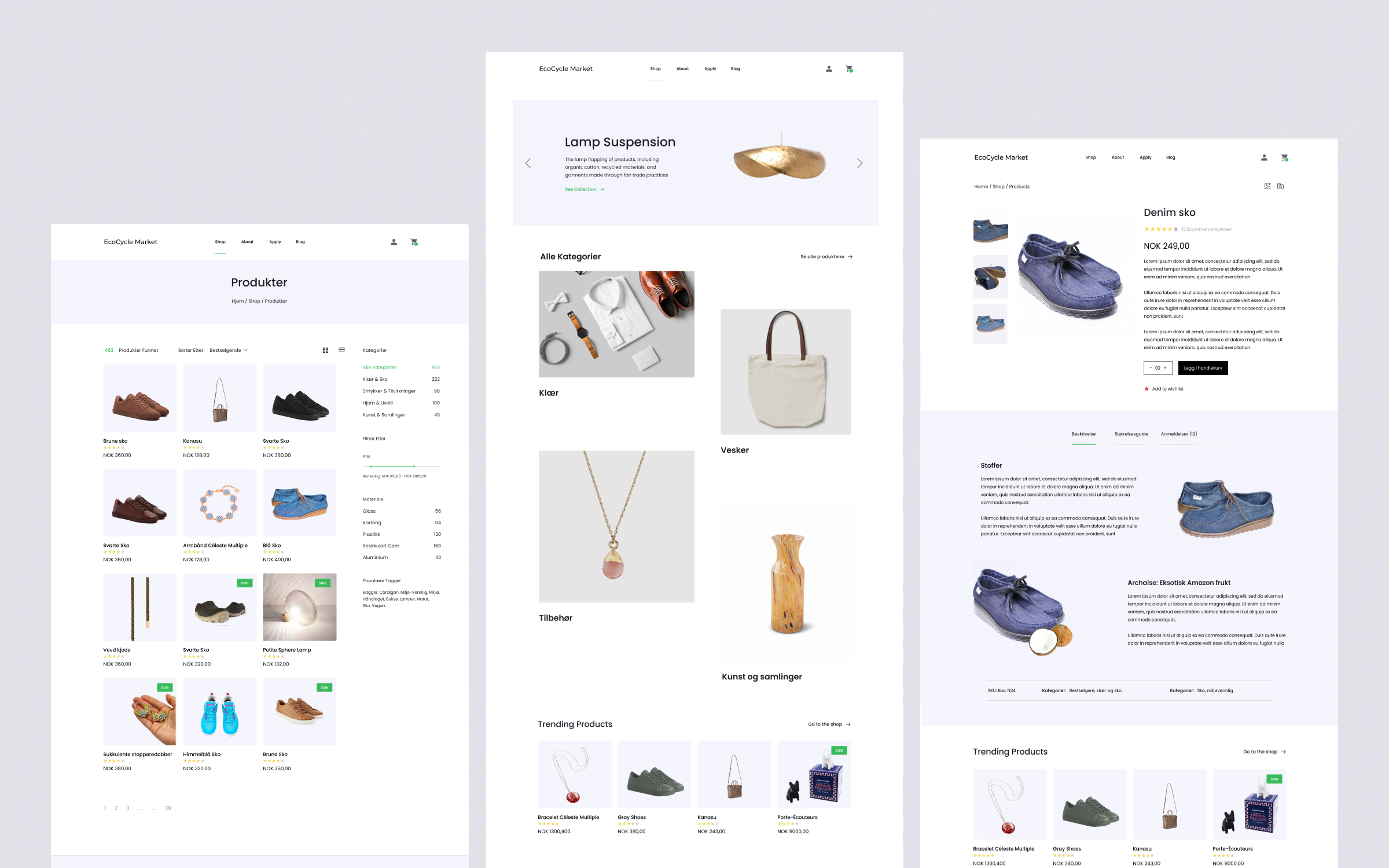 Environmentally-friendly web shop designs