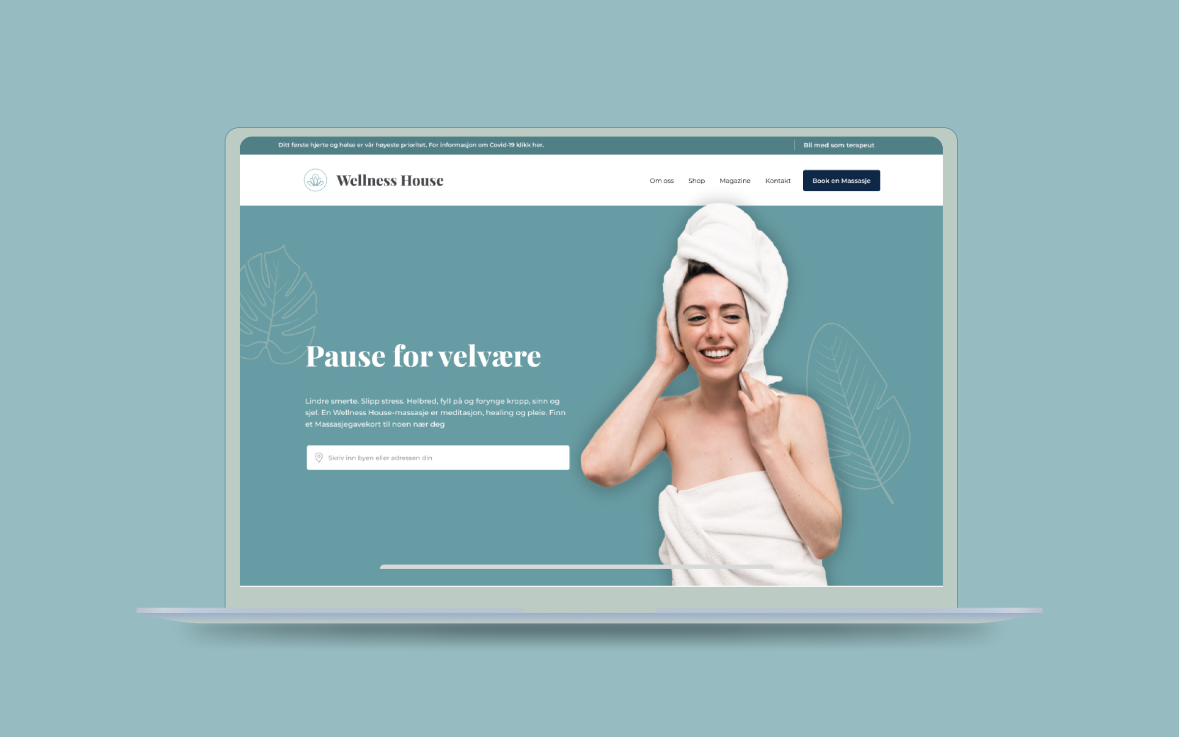 Wellness site hero mockup design