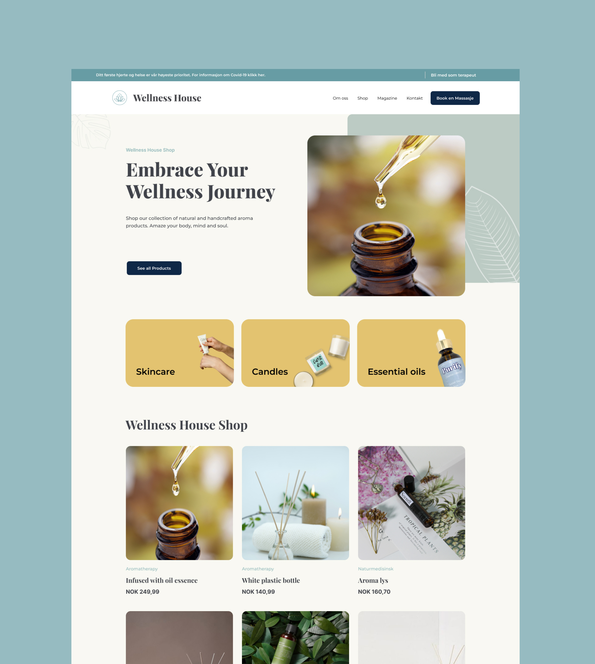 E-commerce page design of a wellness company