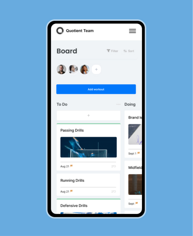 A mobile view of the Quotient's website
