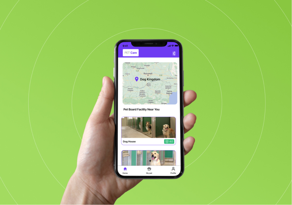 Mobile designs for a Pet Care app