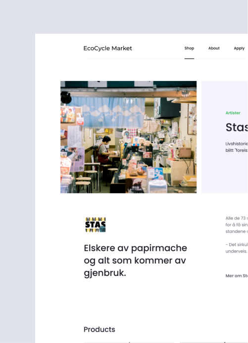 A brand sub page for EcoCycle Market's website