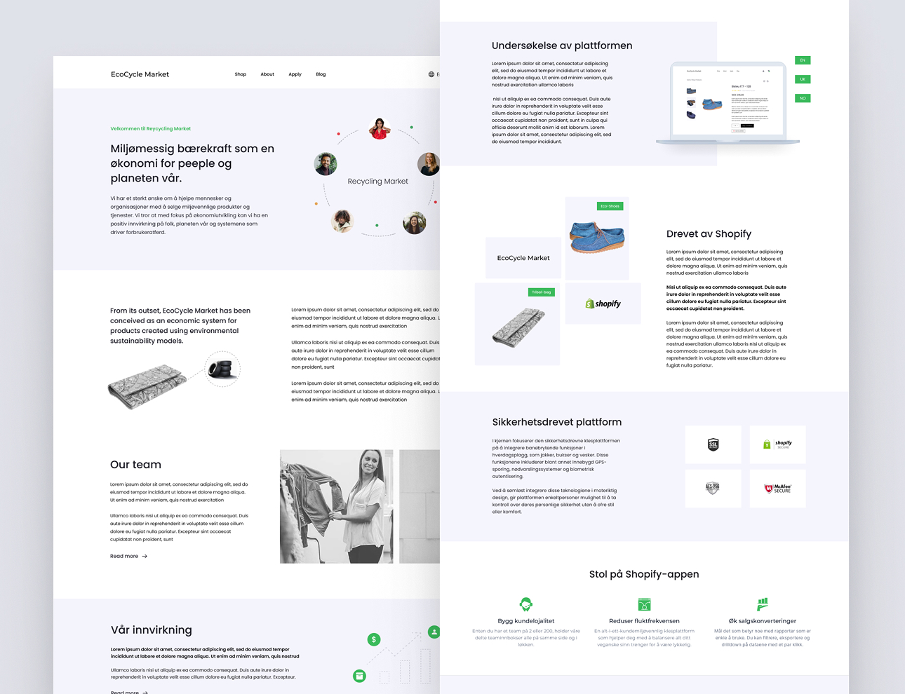 EcoCycle Market brand e-commerce design