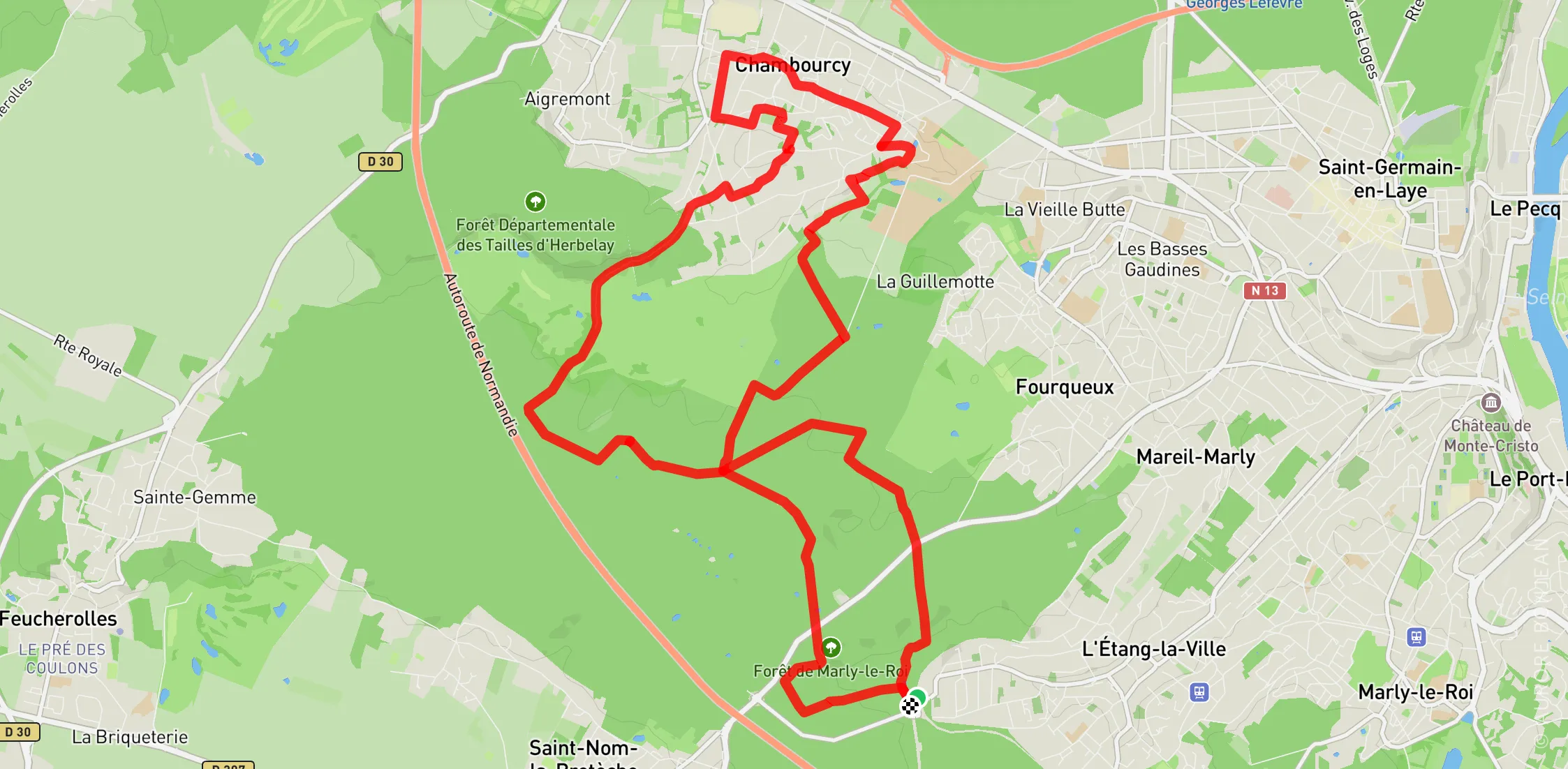 Randonnée au coeur de la forêt de Marly trace
