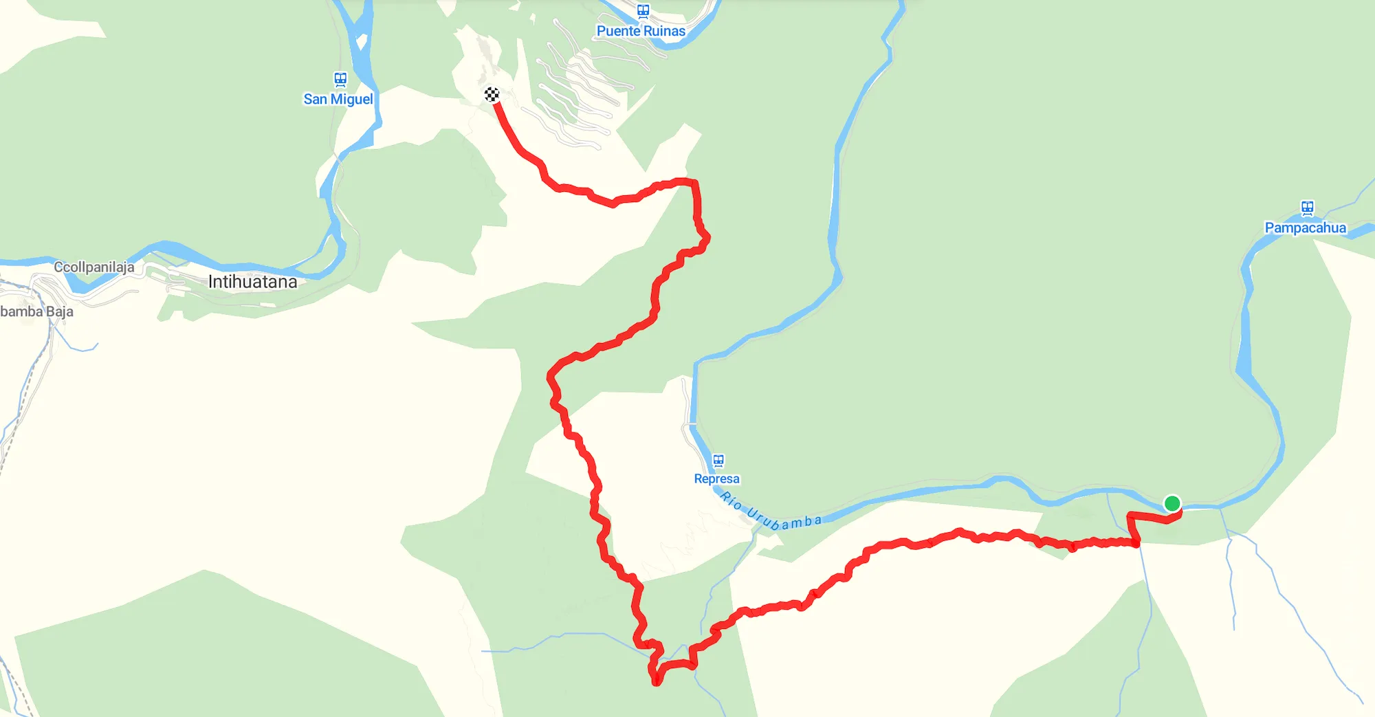 Tracé du Chemin de l'Inca