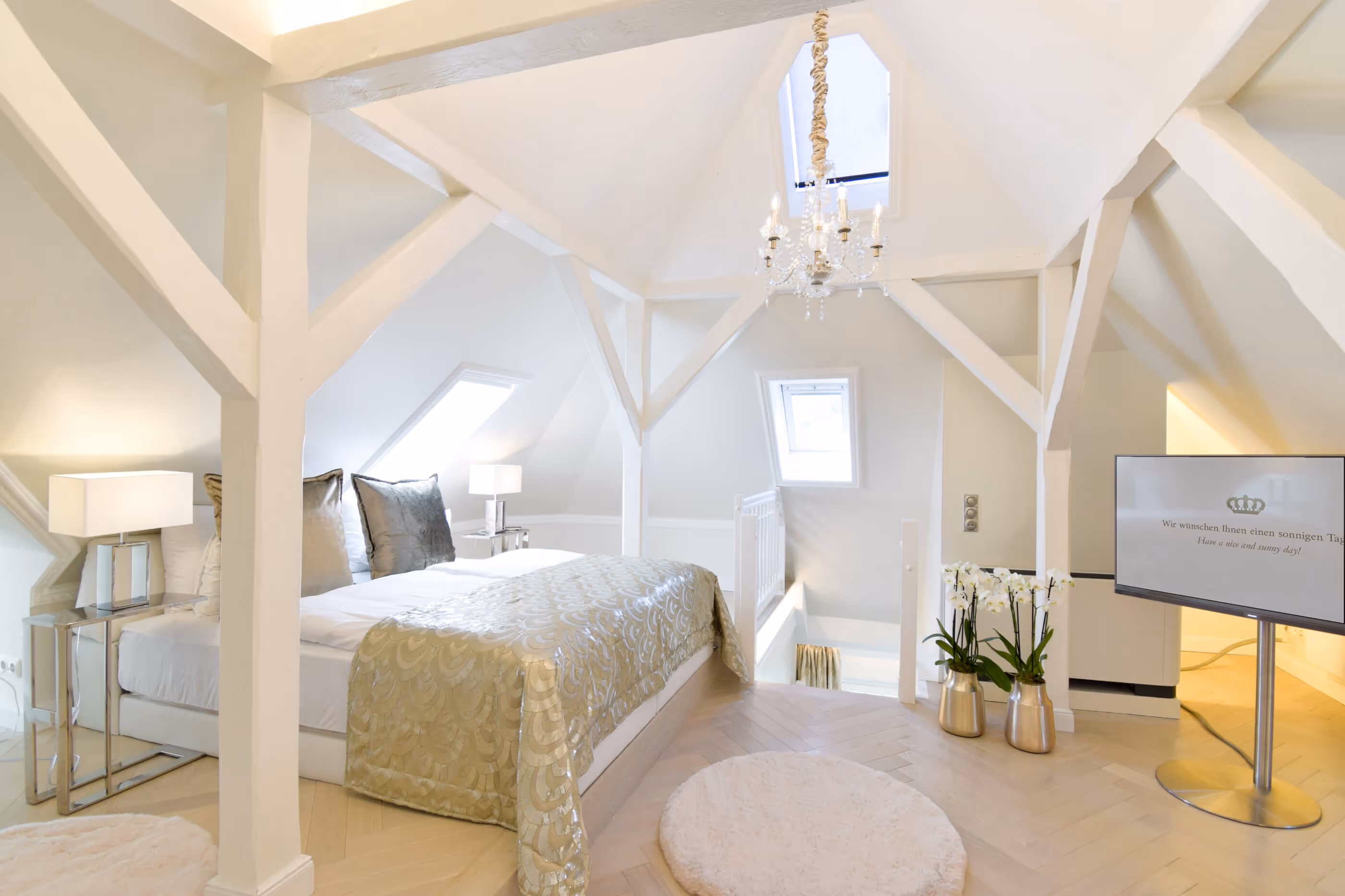 Bedroom of a maisonette Junior Suite at the 5-star superior hotel & spa resort Villa Contessa