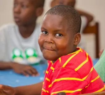 A happy Tanzanian schoolboy.