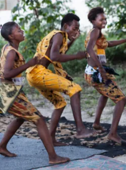 Not just the music entertains the audience, the performers also dance to the rhythm.