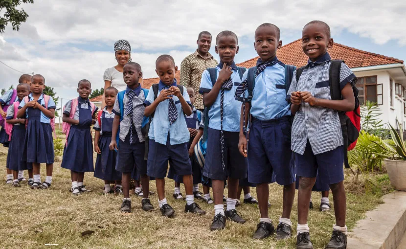 Kibaha children with their smart school uniforms on.