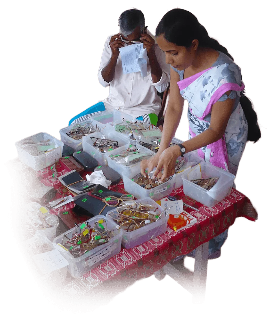 A large assortment of spectacles ready for distribution amongst the needy.