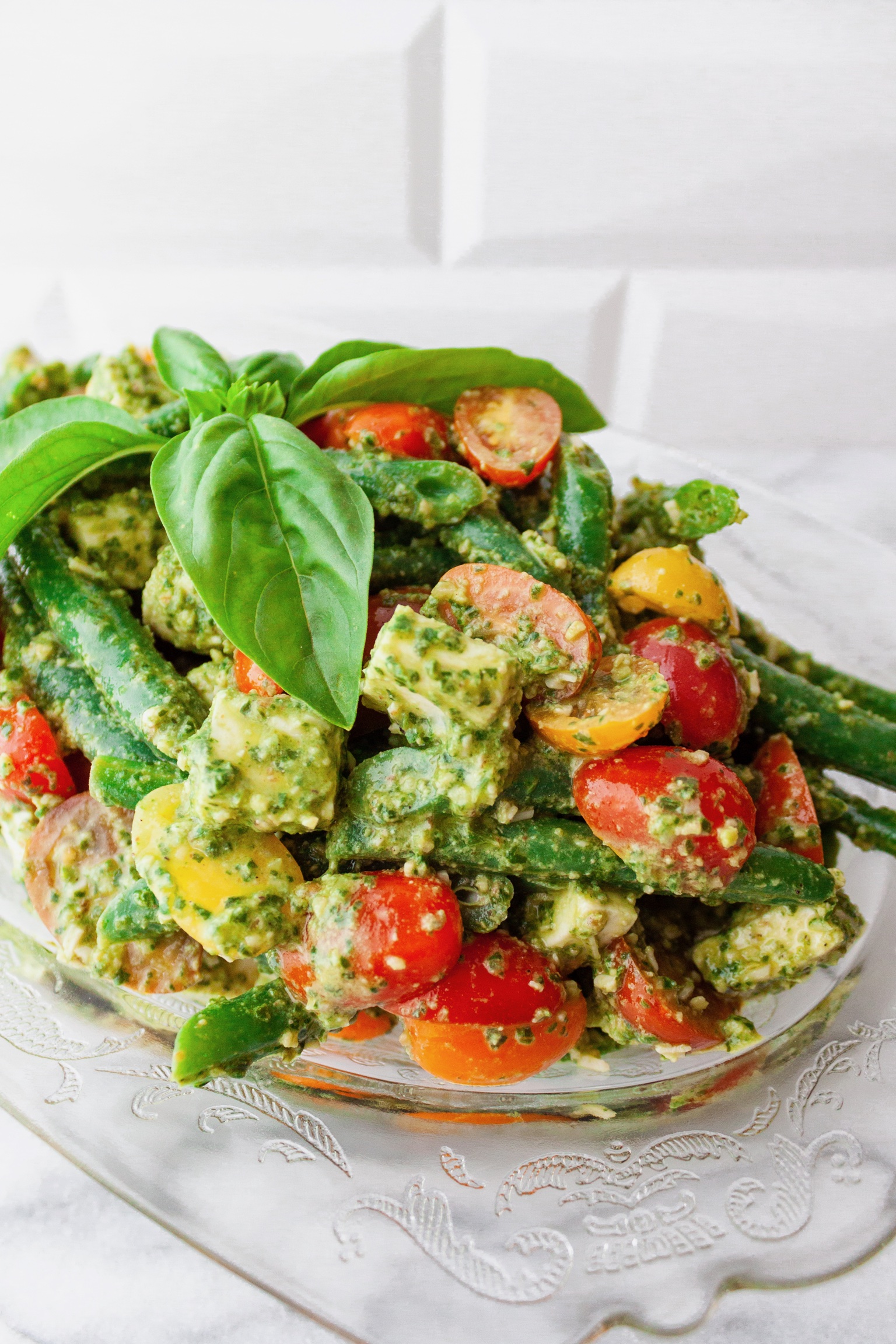 Pesto Green Bean Caprese Salad