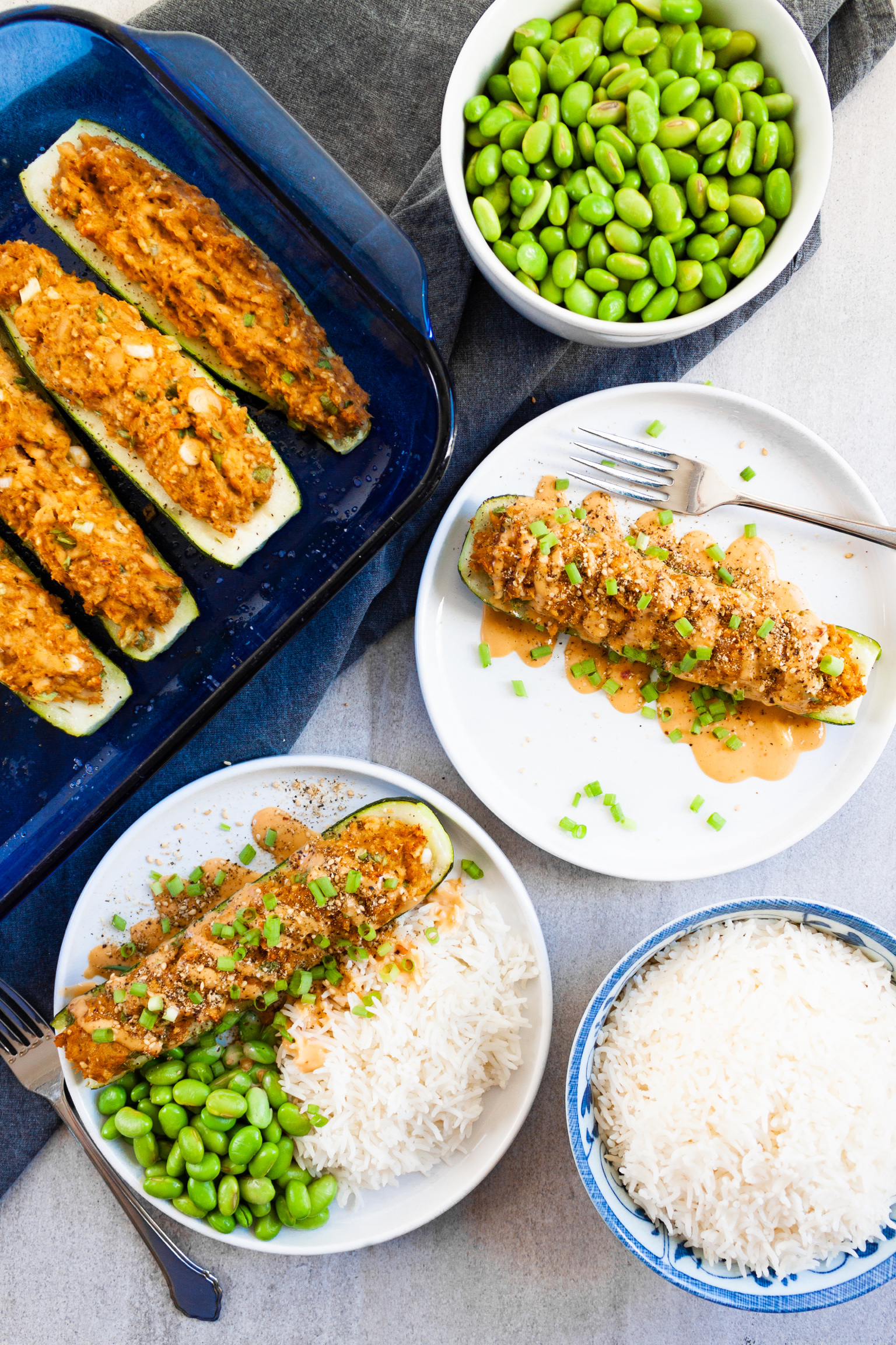 Asian-Inspired Salmon Stuffed Zucchini