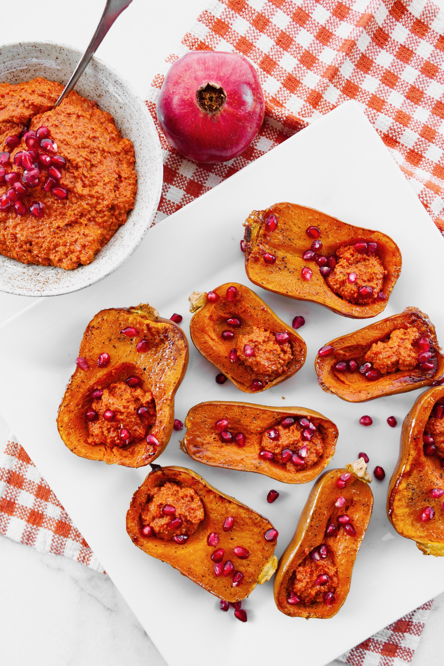 Roasted Honeynut Squash with Smokey Pomegranate Sauce