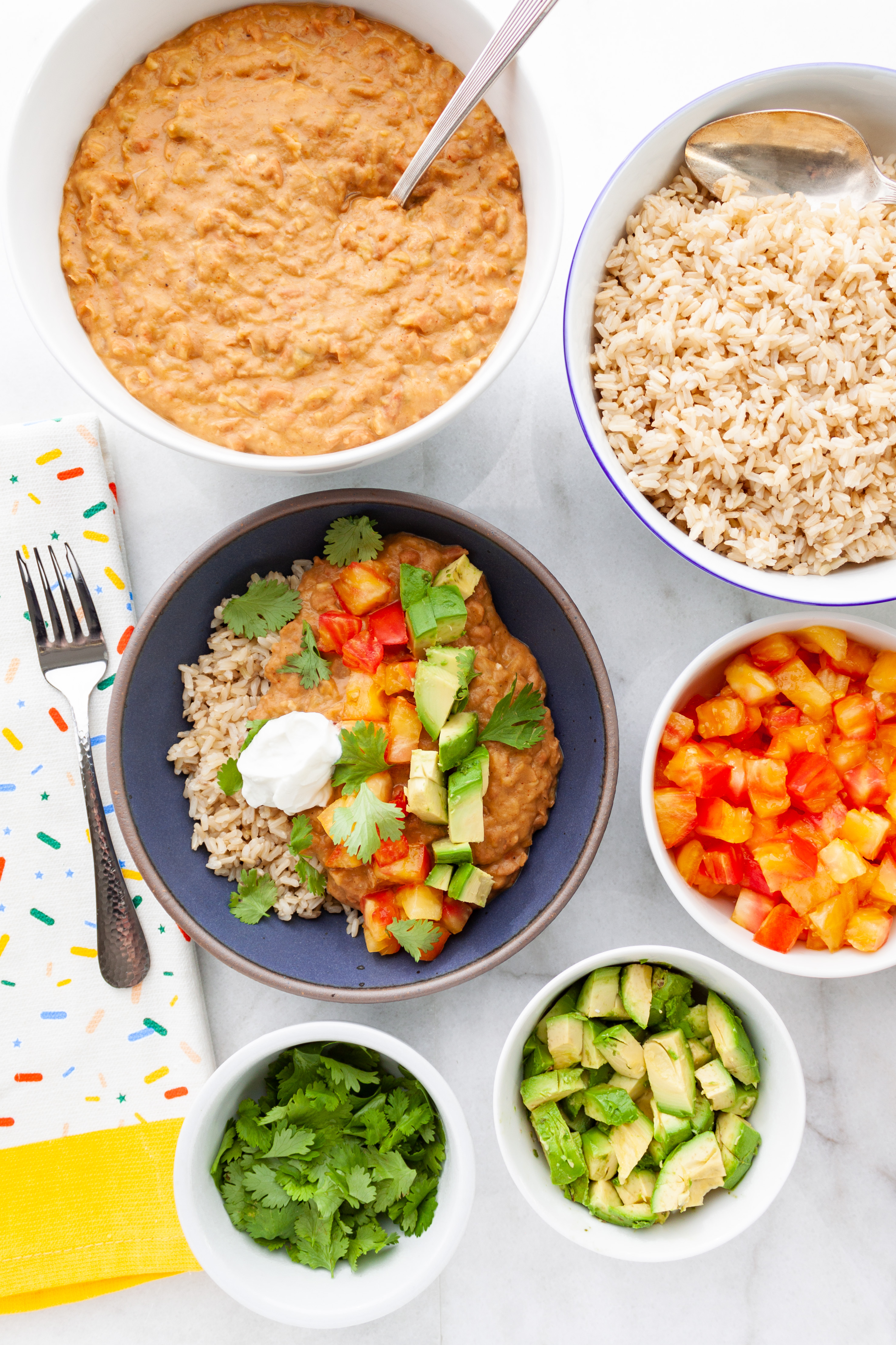 Cheesy Bean Burrito Bowls