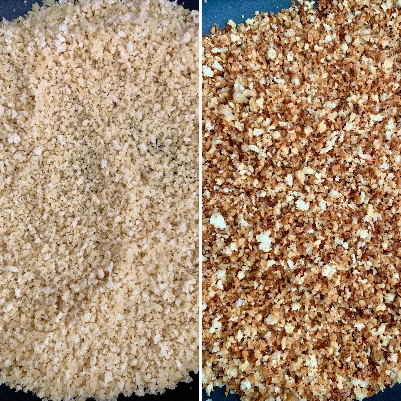 Breadcrumbs before and after toasting