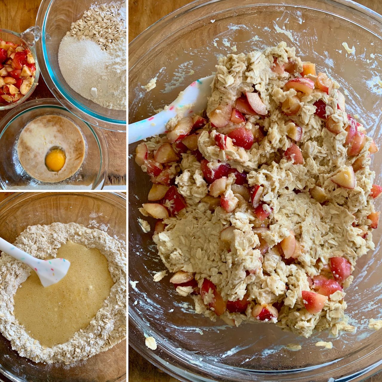 Stages of mixing ingredients together