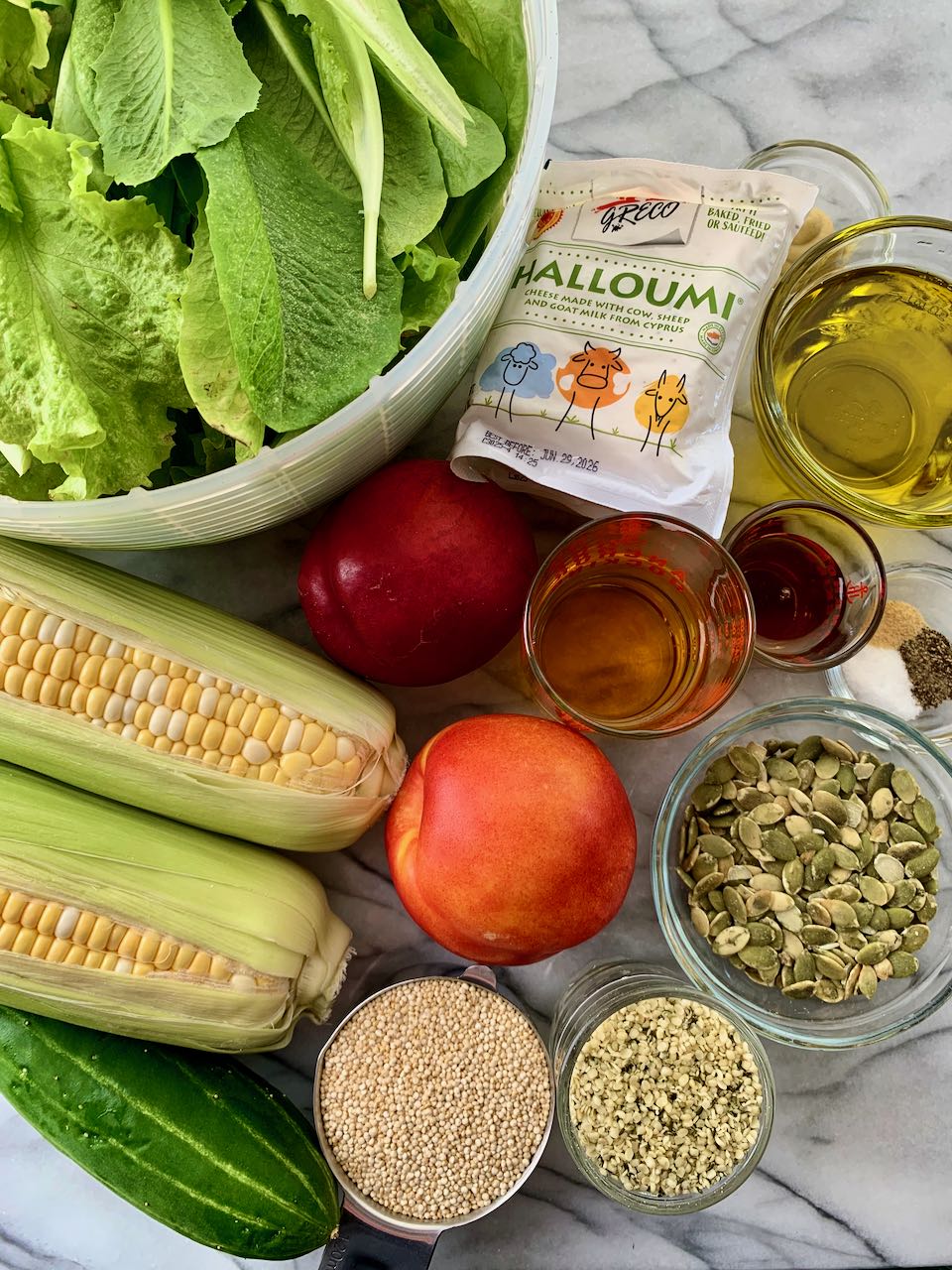 Ingredients assembled for Midsummer Market Salad