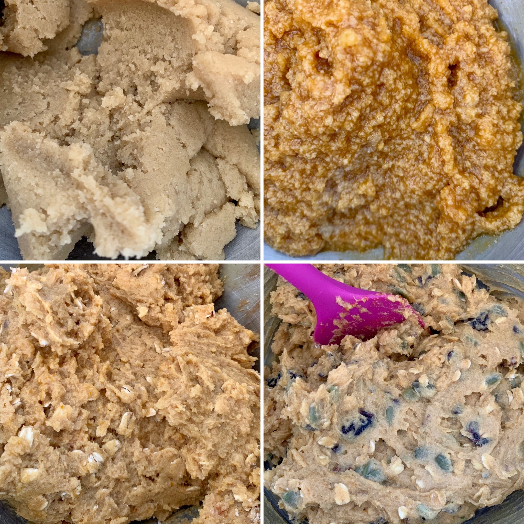 Stages of making the cookie dough