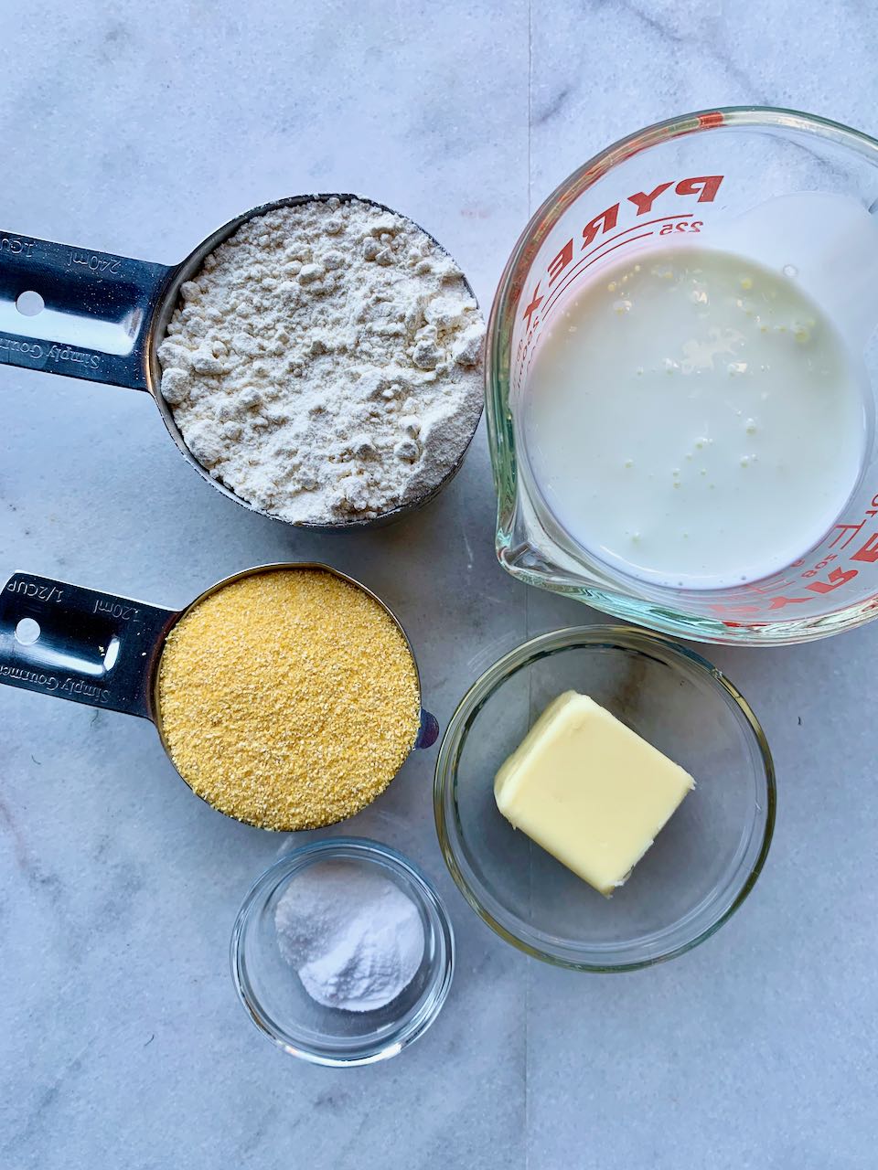 Ingredients assembled for cornbread dumplings