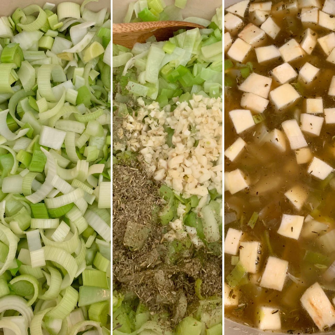 Stages of cooking the soup